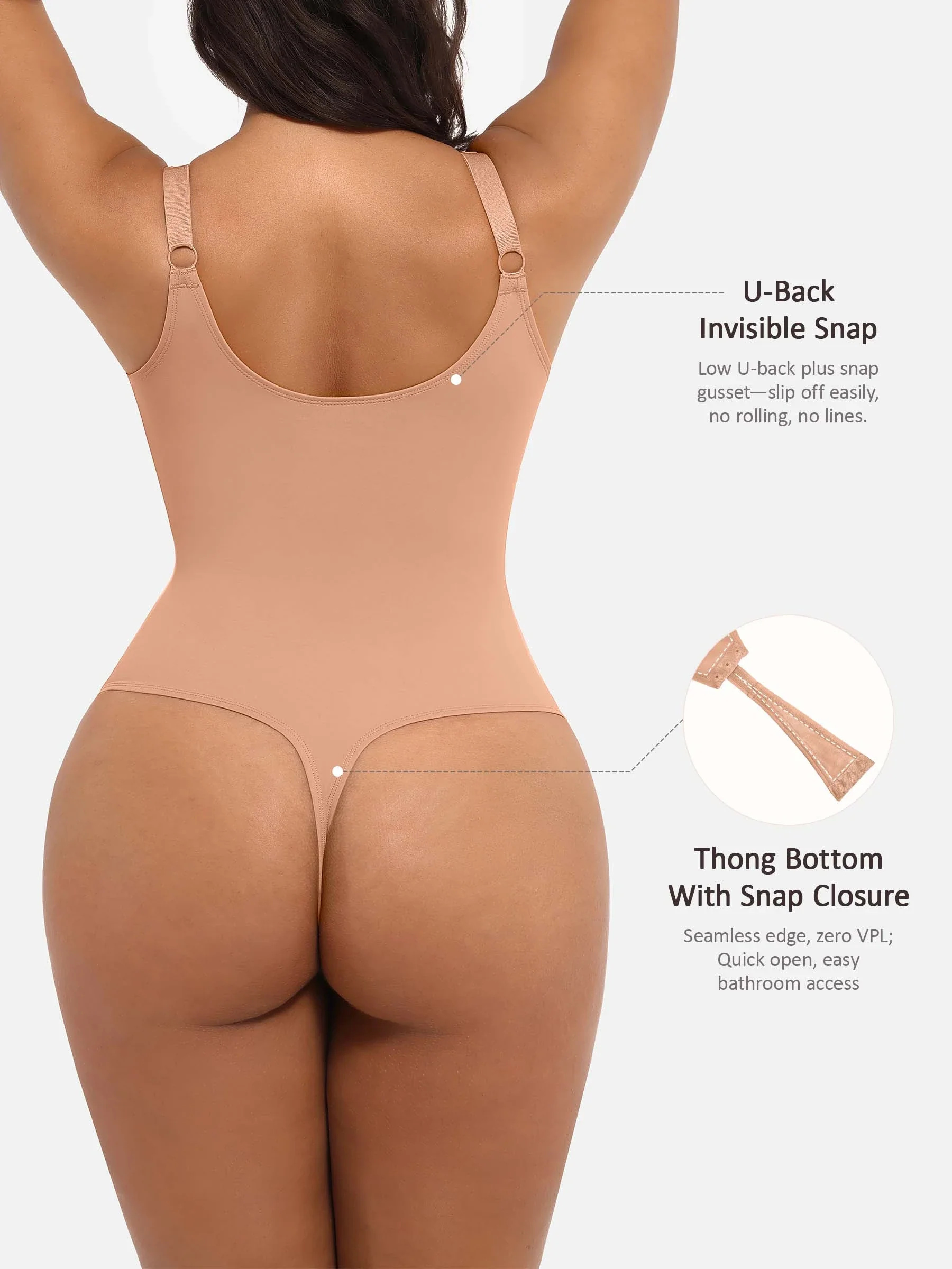 Feelingirl Deep V Neck Tummy Control Shapewear Bodysuit - Image 56
