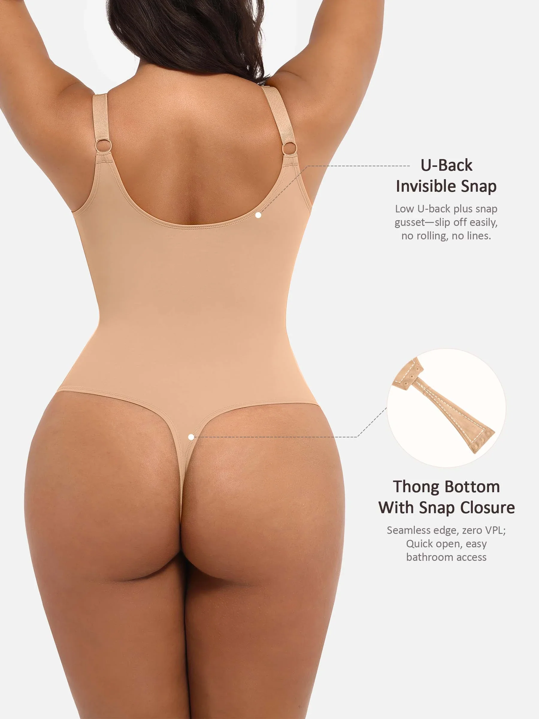Feelingirl Deep V Neck Tummy Control Shapewear Bodysuit - Image 72