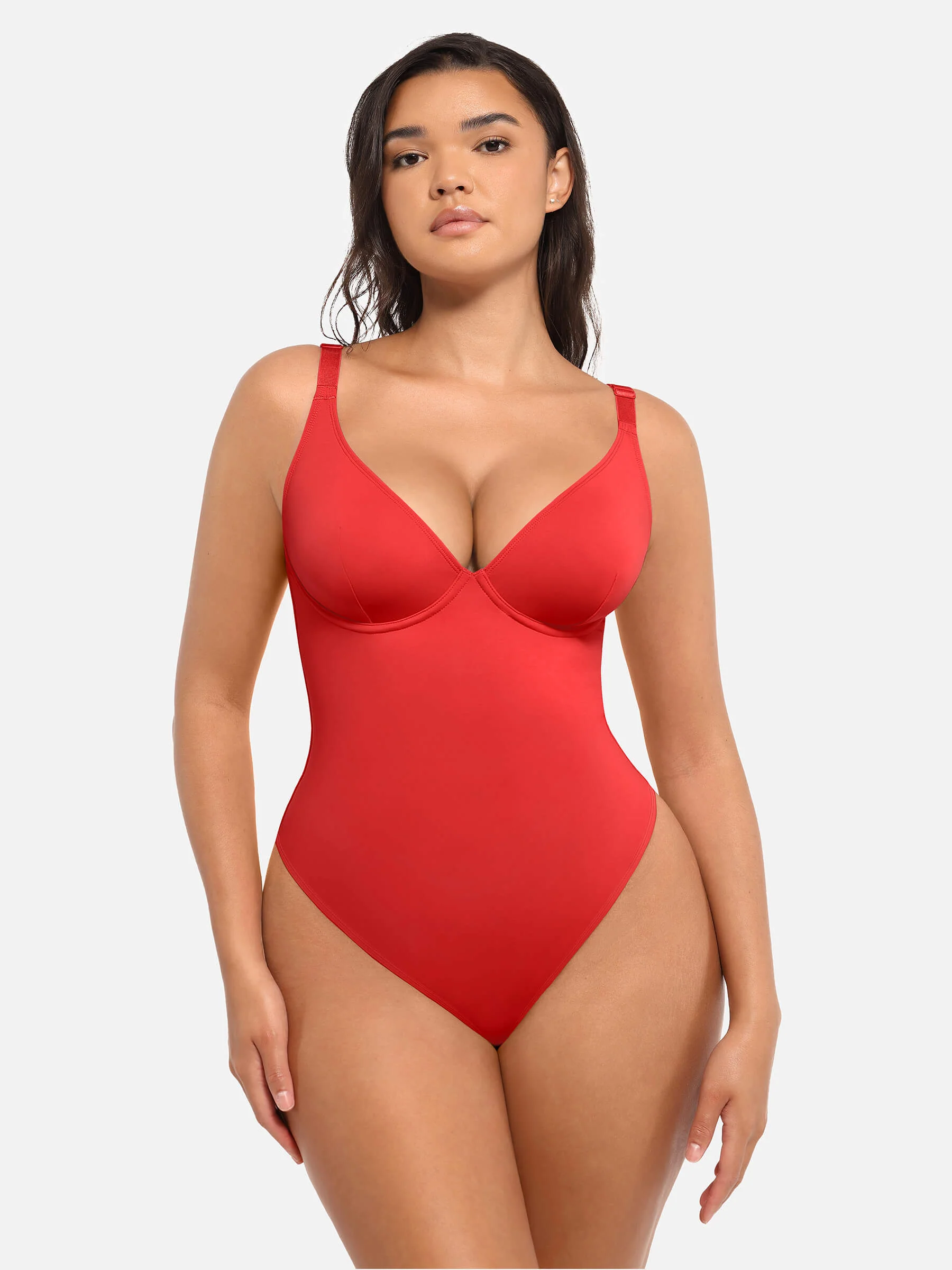Feelingirl V Neck Tummy Control Bodysuit - Image 35