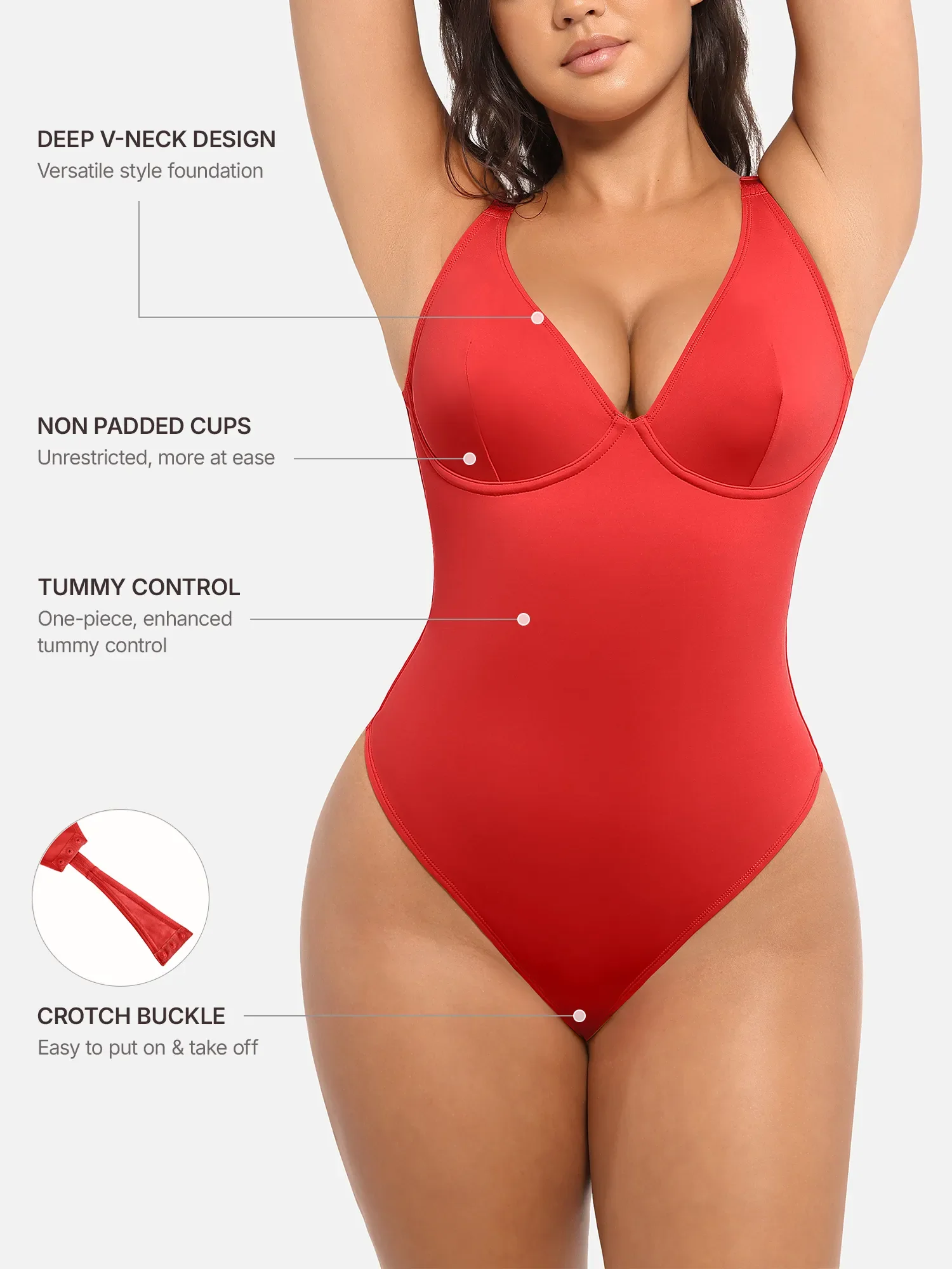 Feelingirl Deep V Neck Tummy Control Shapewear Bodysuit [BOGO] - Image 11