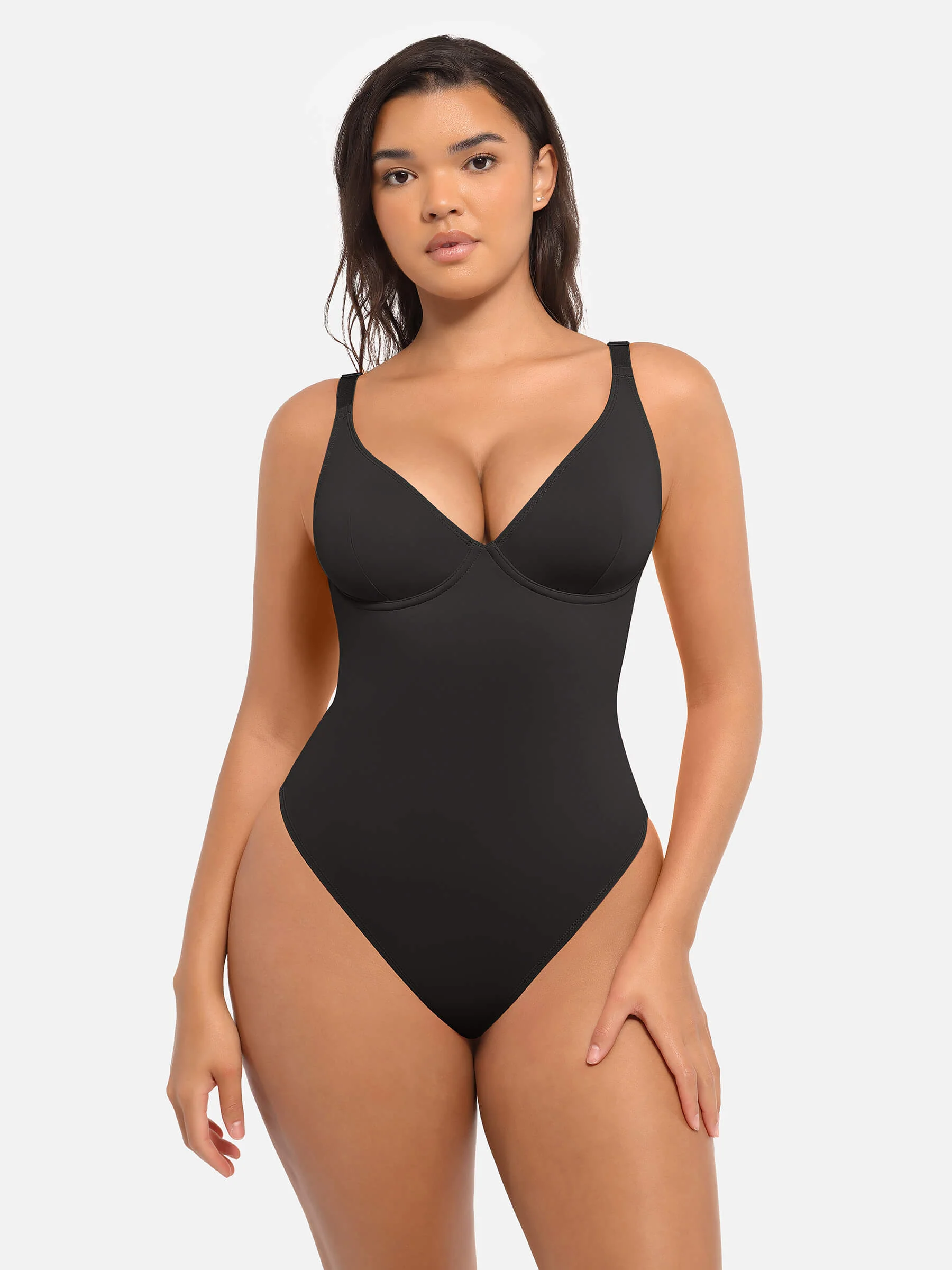 Feelingirl 2-Pack Deep V Neck Tummy Control Shapewear Bodysuit Bundle - Image 5