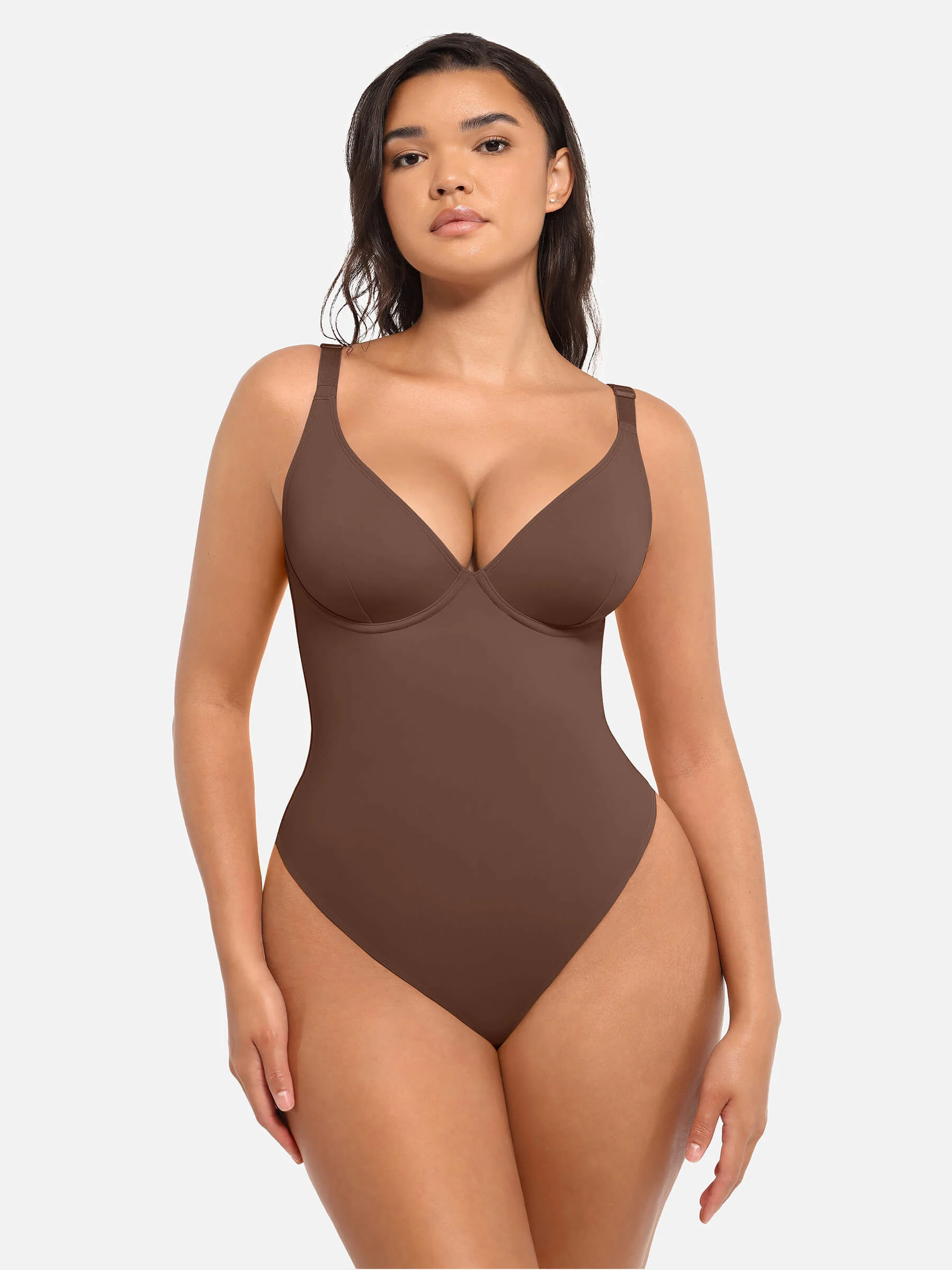 Feelingirl V Neck Tummy Control Bodysuit - Image 27