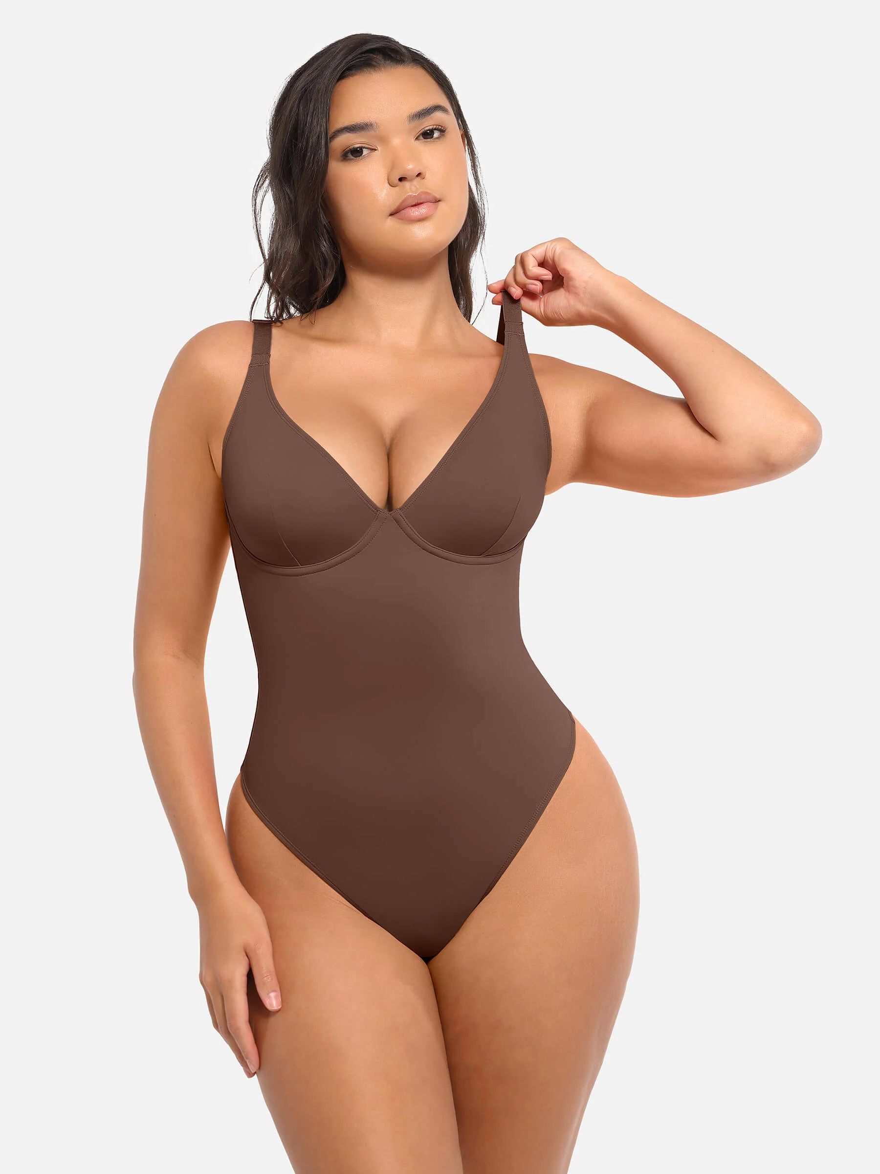 Feelingirl V Neck Tummy Control Bodysuit - Image 30
