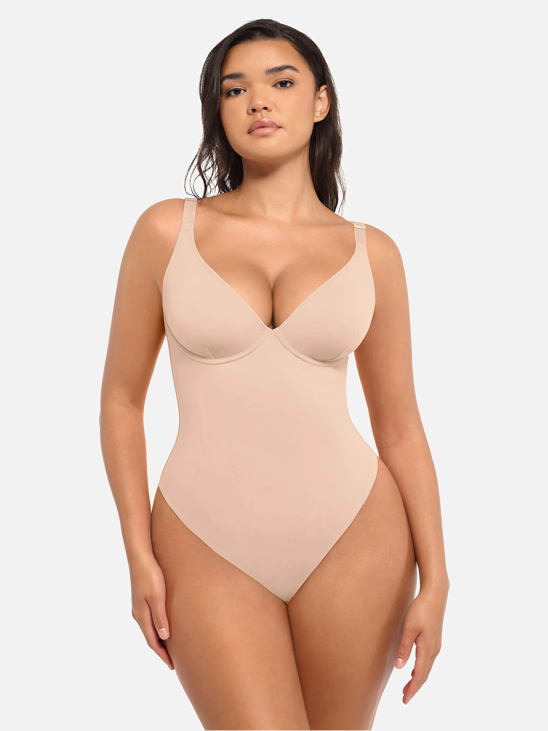 Feelingirl V Neck Tummy Control Bodysuit - Image 43