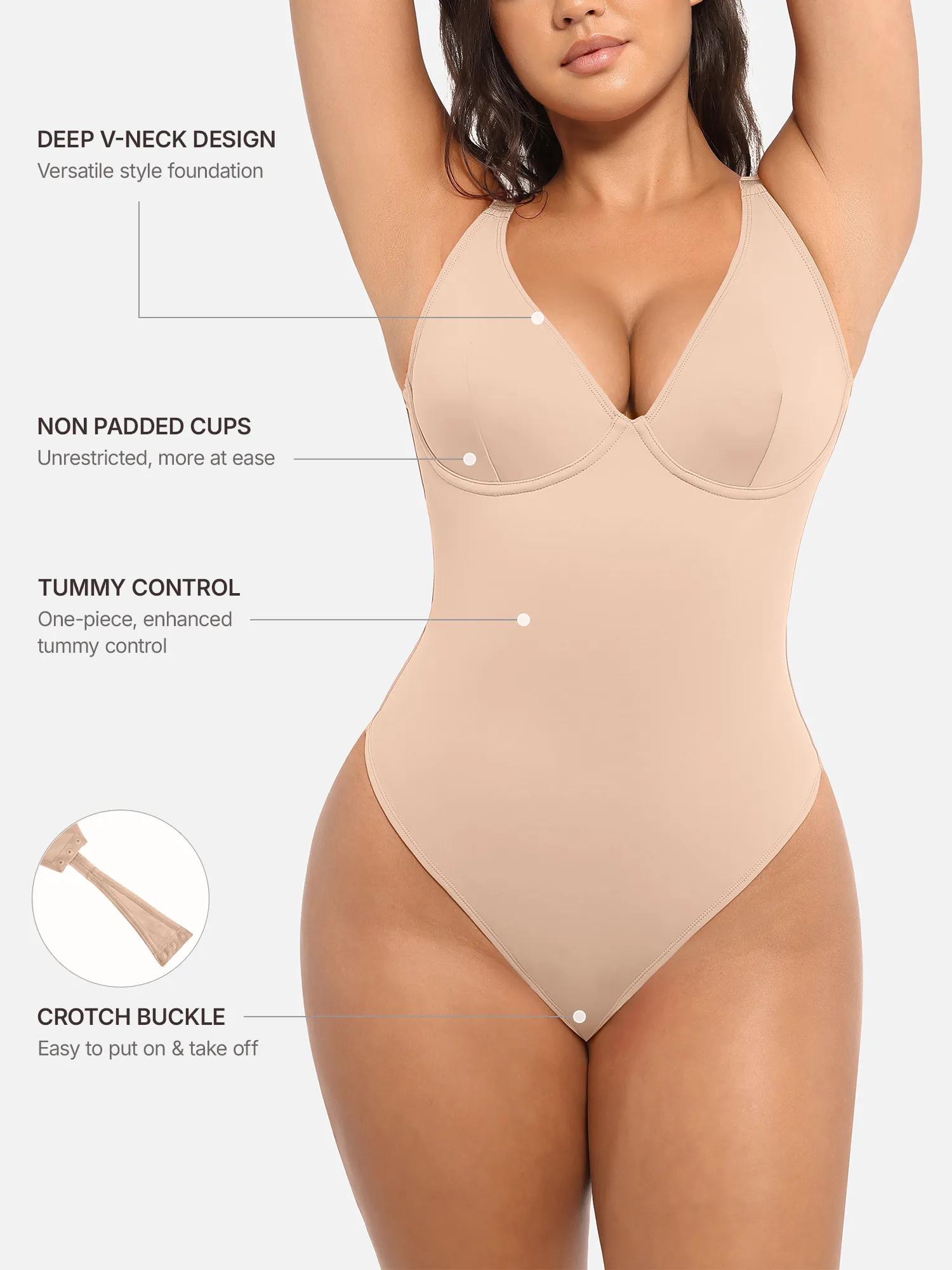 Feelingirl Deep V Neck Tummy Control Shapewear Bodysuit [BOGO] - Image 47