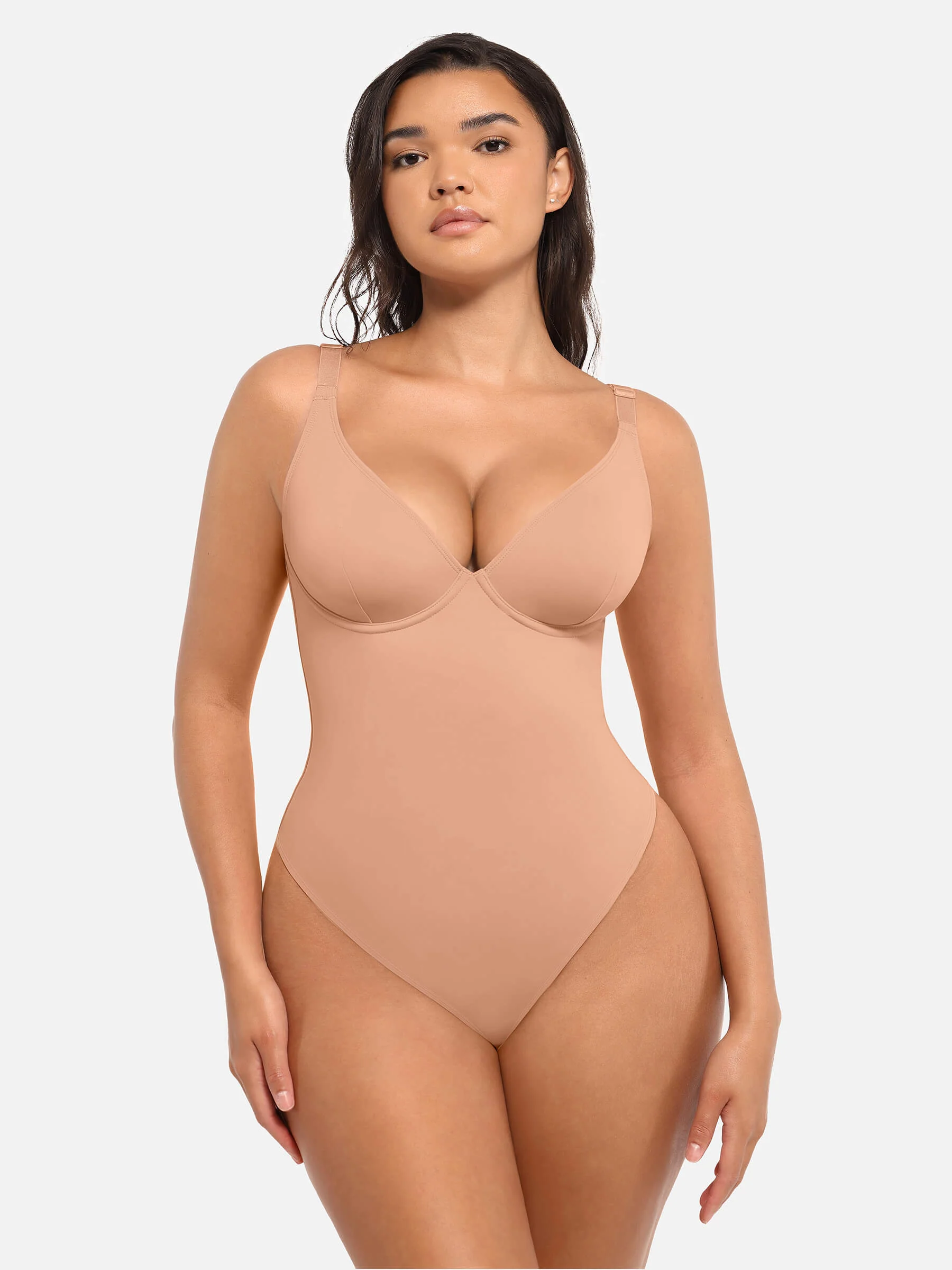 Feelingirl V Neck Tummy Control Bodysuit - Image 51
