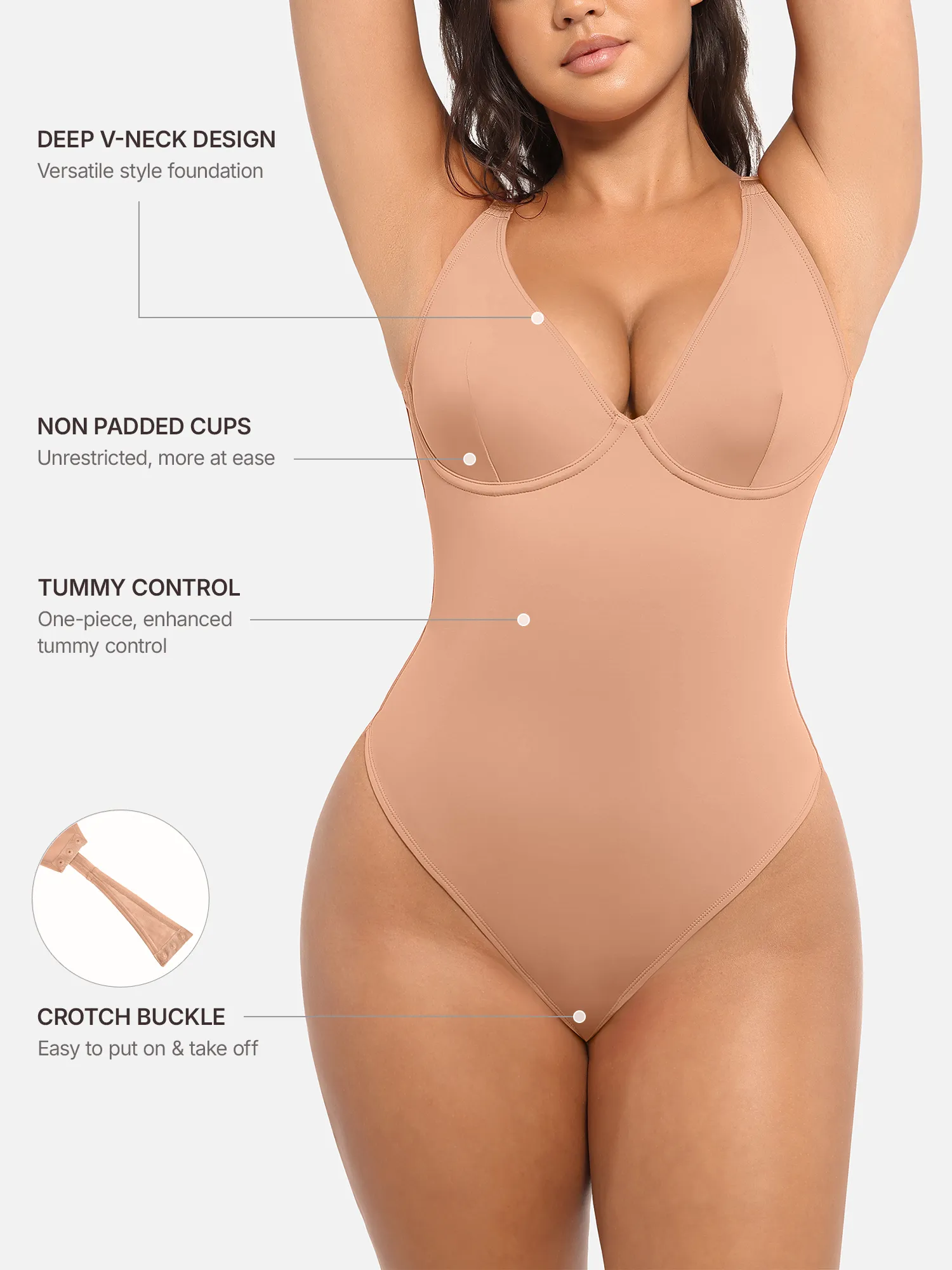 Feelingirl Deep V Neck Tummy Control Shapewear Bodysuit [BOGO] - Image 54