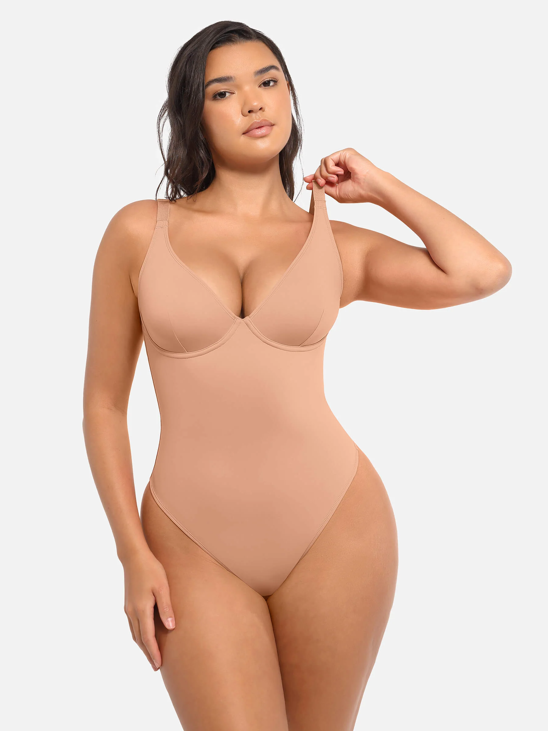 Feelingirl V Neck Tummy Control Bodysuit - Image 54