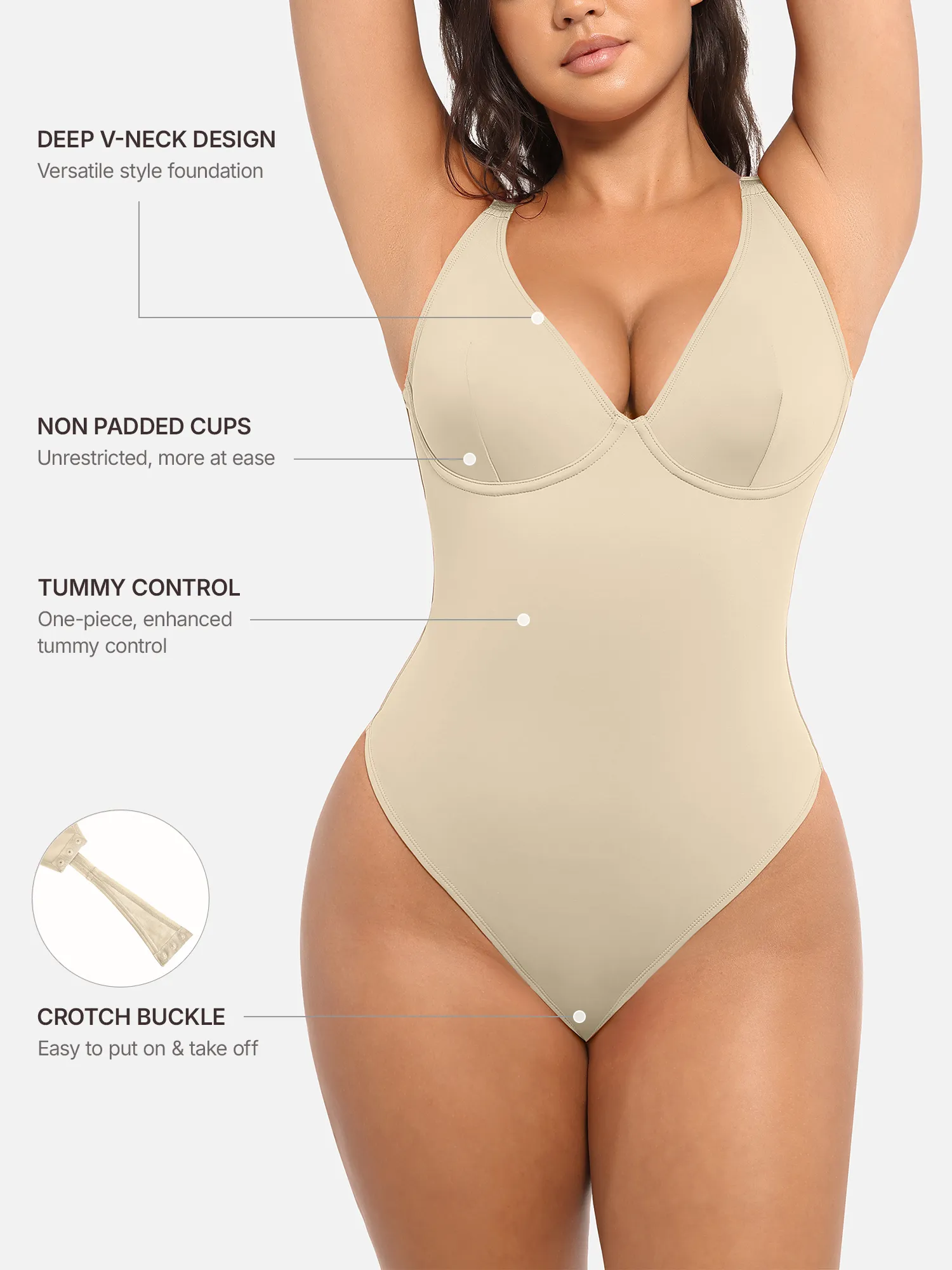 Feelingirl Deep V Neck Tummy Control Shapewear Bodysuit [BOGO] - Image 61