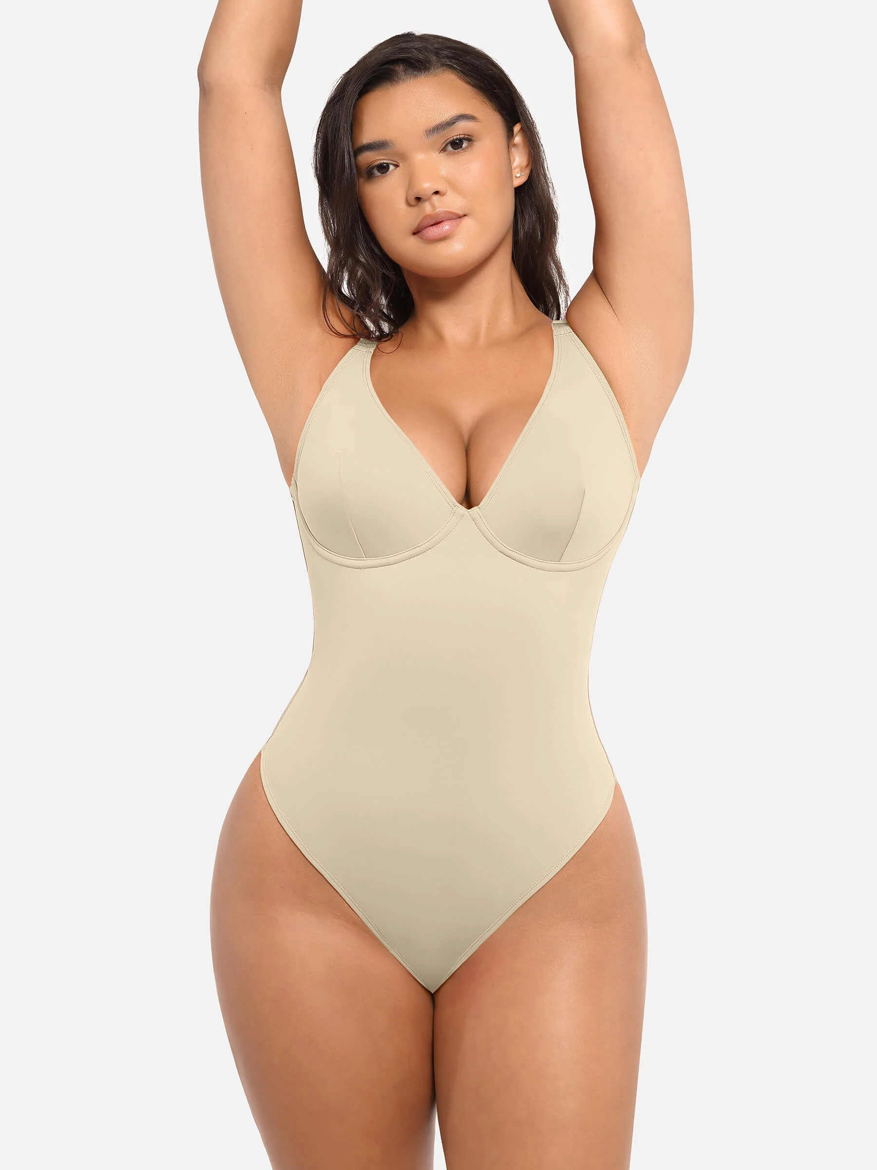 Feelingirl Deep V Neck Tummy Control Shapewear Bodysuit - Image 63