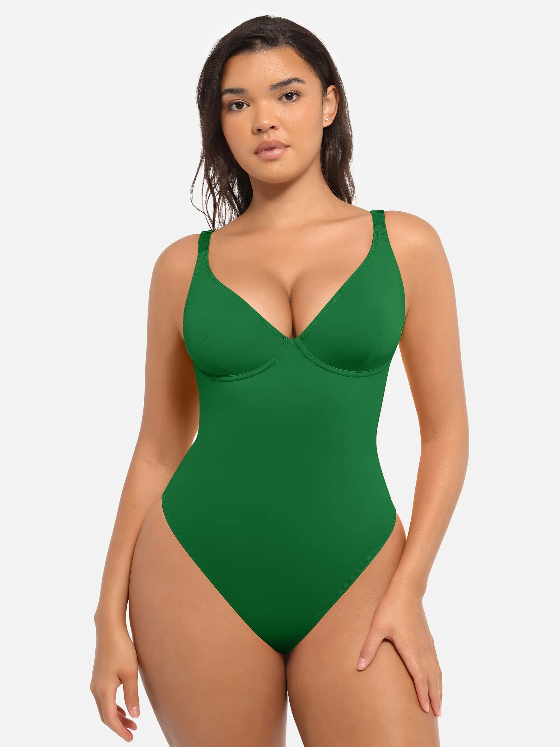 Feelingirl V Neck Tummy Control Shaping Bodysuit - Image 106