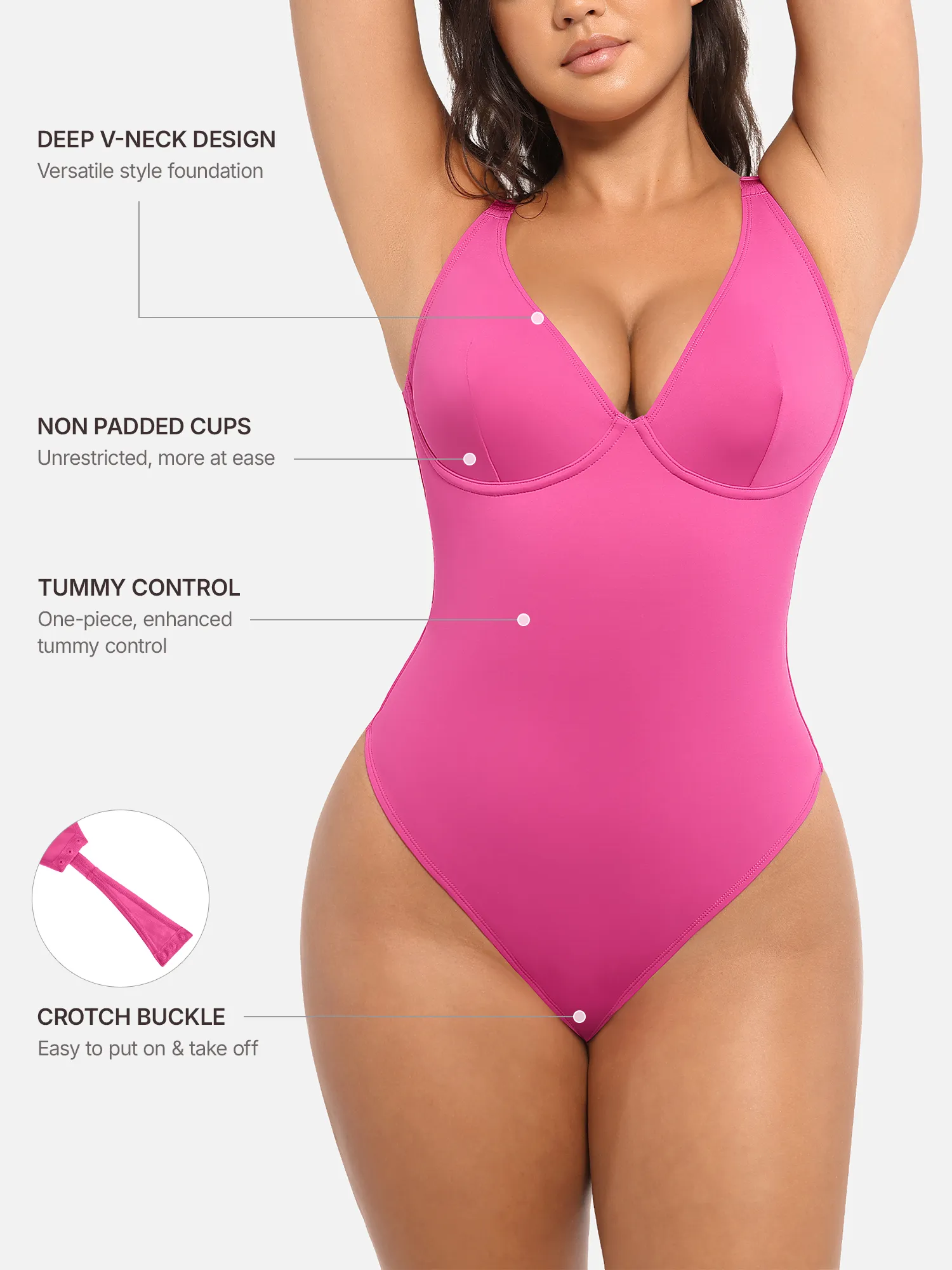 Feelingirl Deep V Neck Tummy Control Shapewear Bodysuit [BOGO] - Image 97