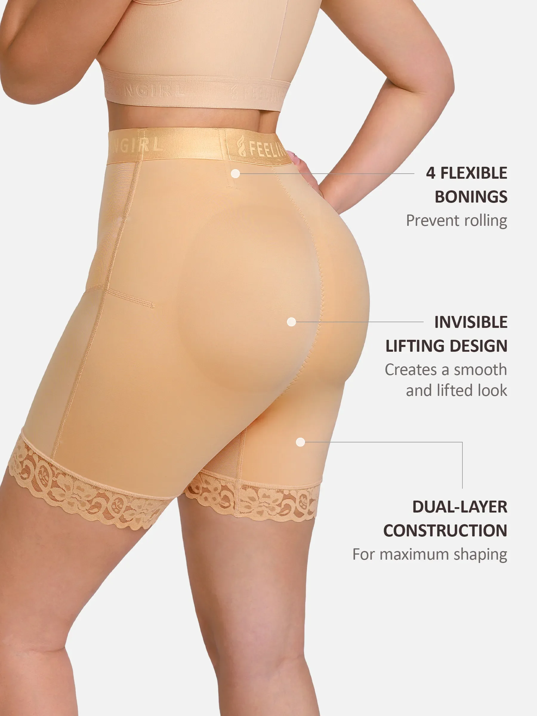 Feelingirl Front-Zip Mid-Waist Shapewear Shorts - Image 13