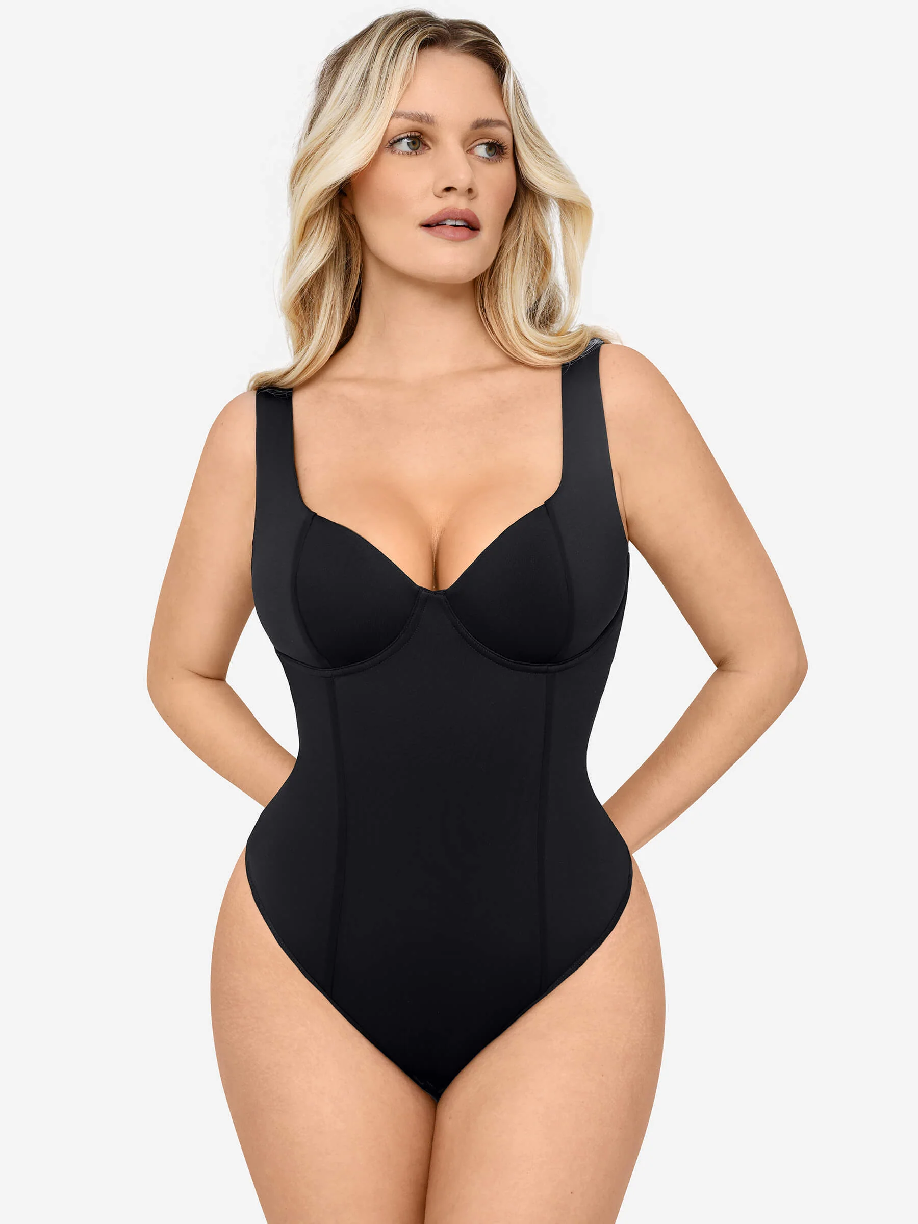 Feelingirl Full Body Wide Strap V-Neck Bodysuit - Image 6