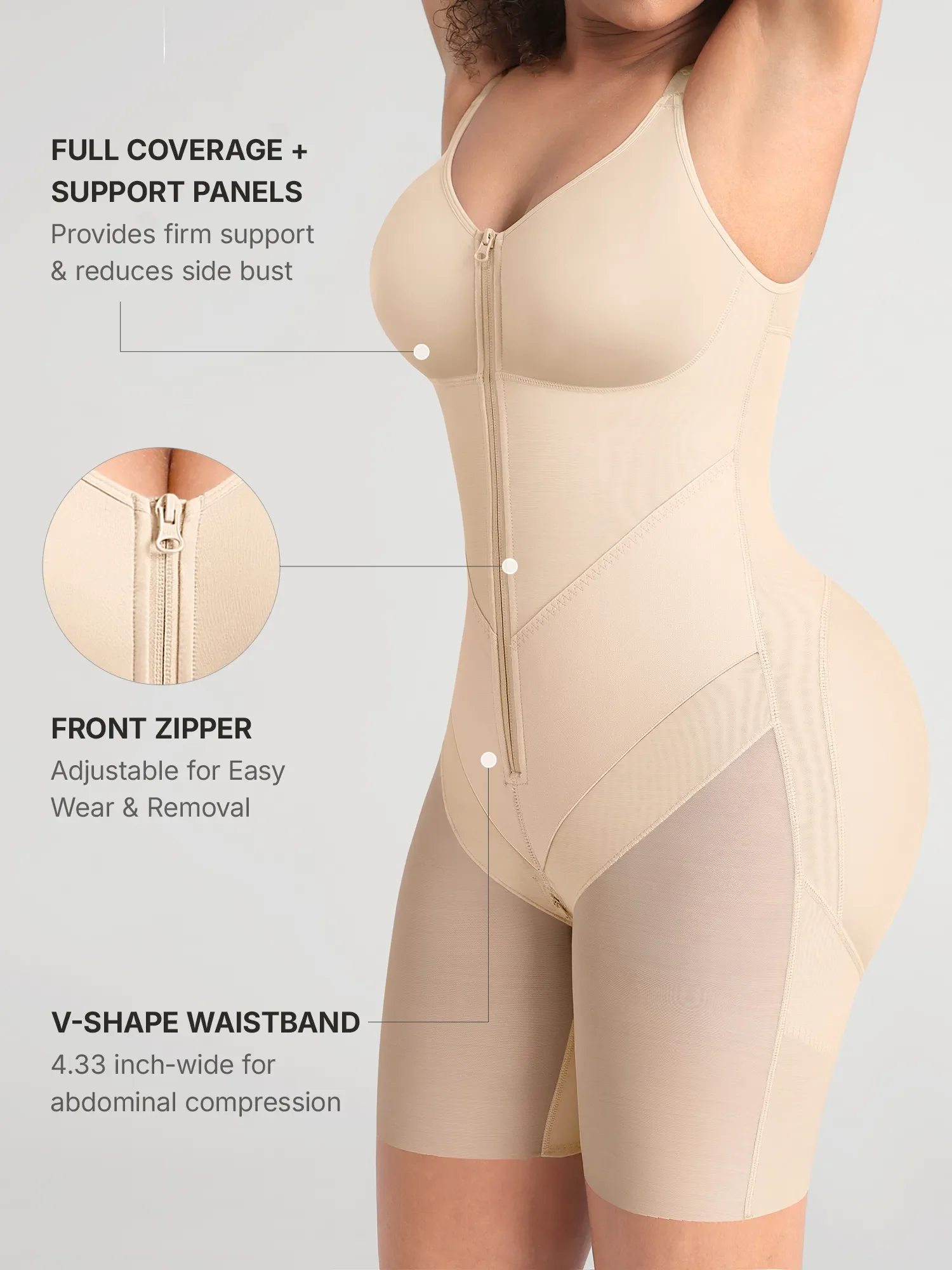 Feelingirl Full-Coverage Chest Faja Tummy Control Butt Lift Bodysuit - Image 12
