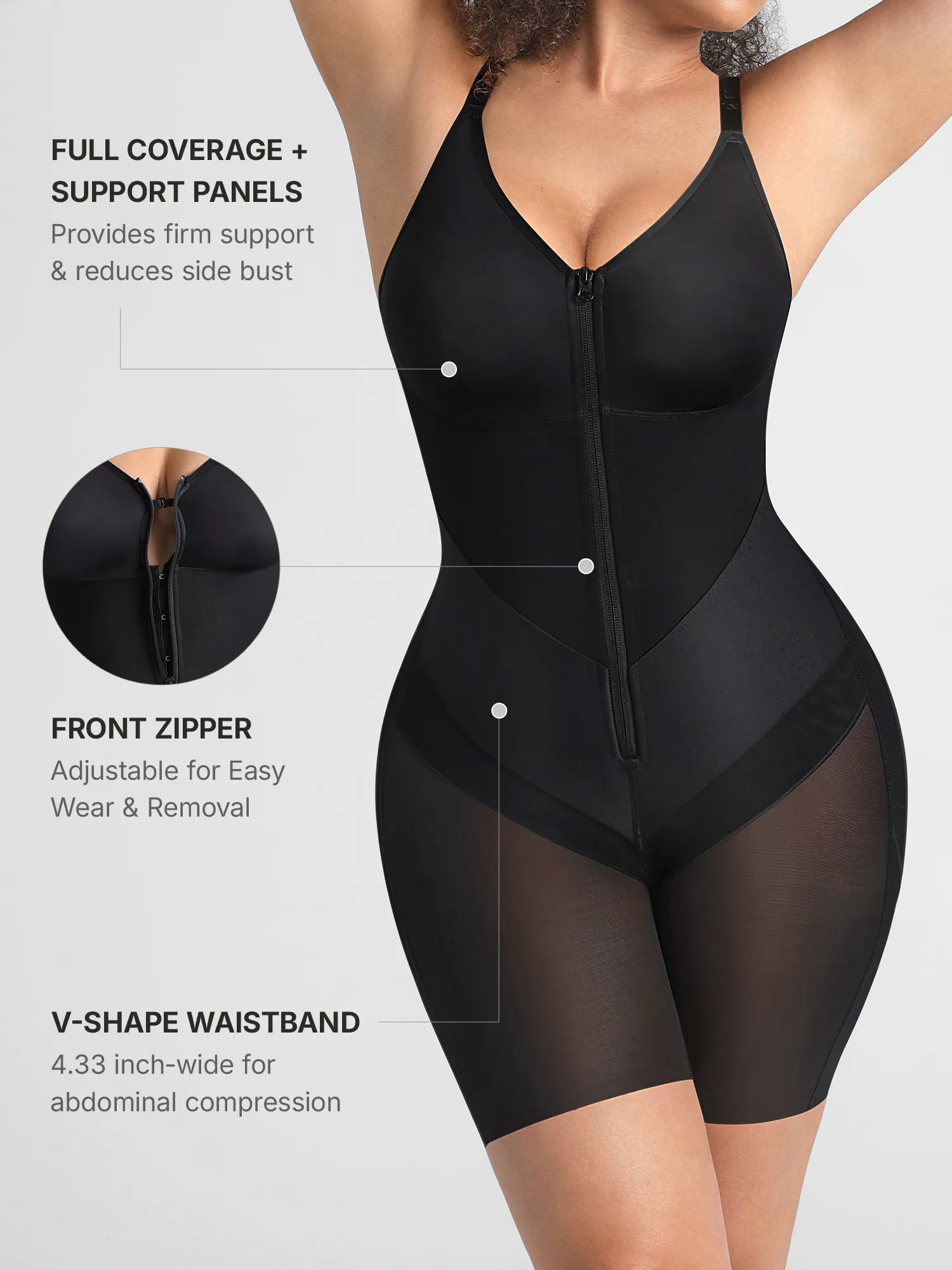 Feelingirl Full-Coverage Chest Faja Tummy Control Butt Lift Bodysuit - Image 3