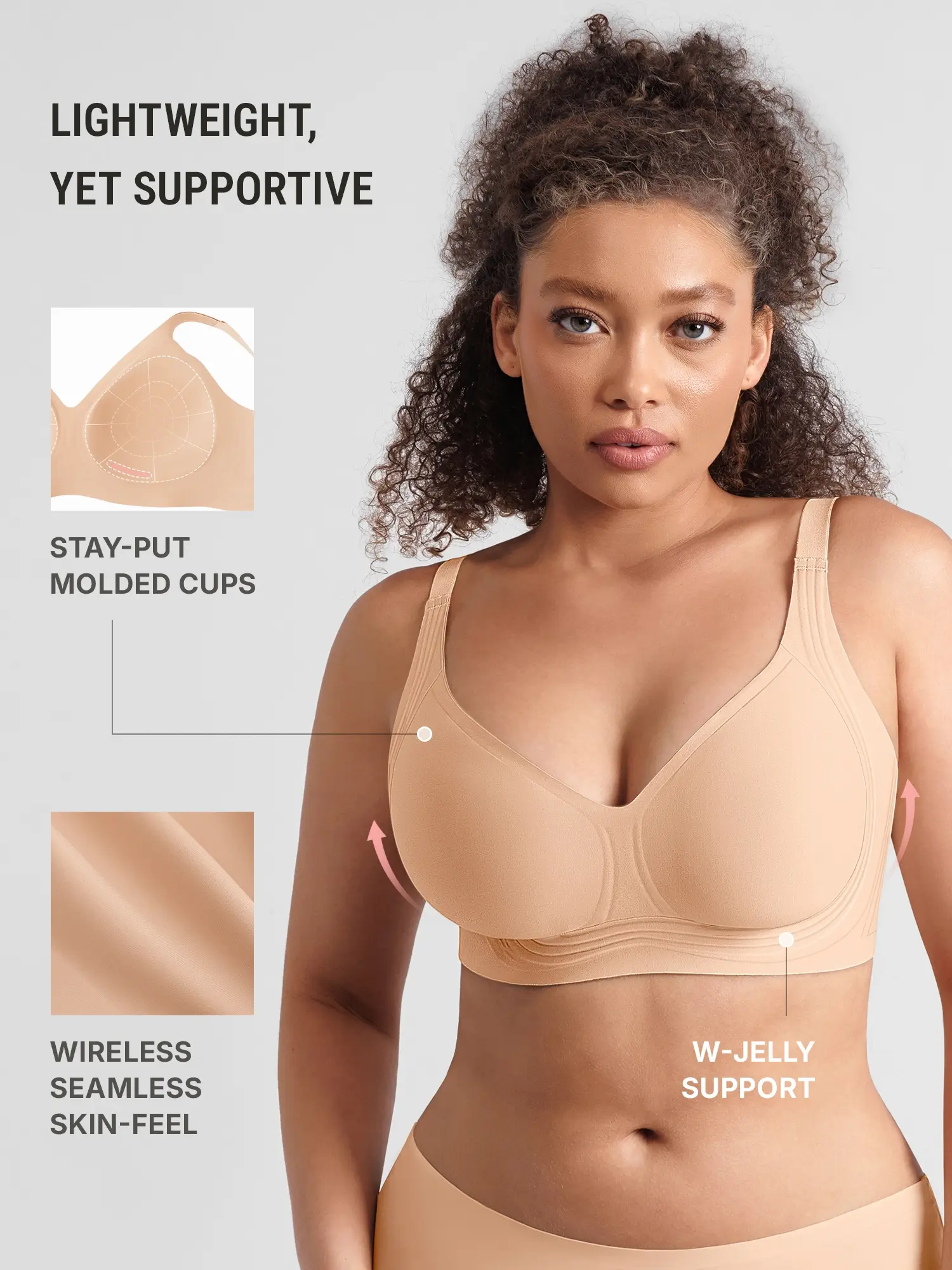 Feelingirl Jelly-Support Comfort Wireless Seamless Plunge Bra - Image 3