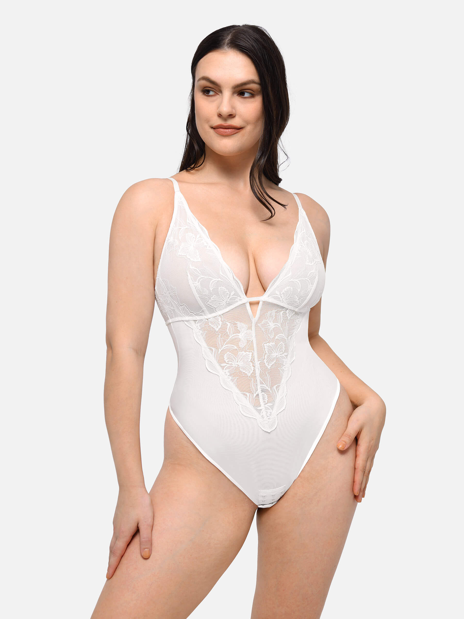 Feelingirl Lace Shapewear Thong Shaping Bodysuit - Image 4
