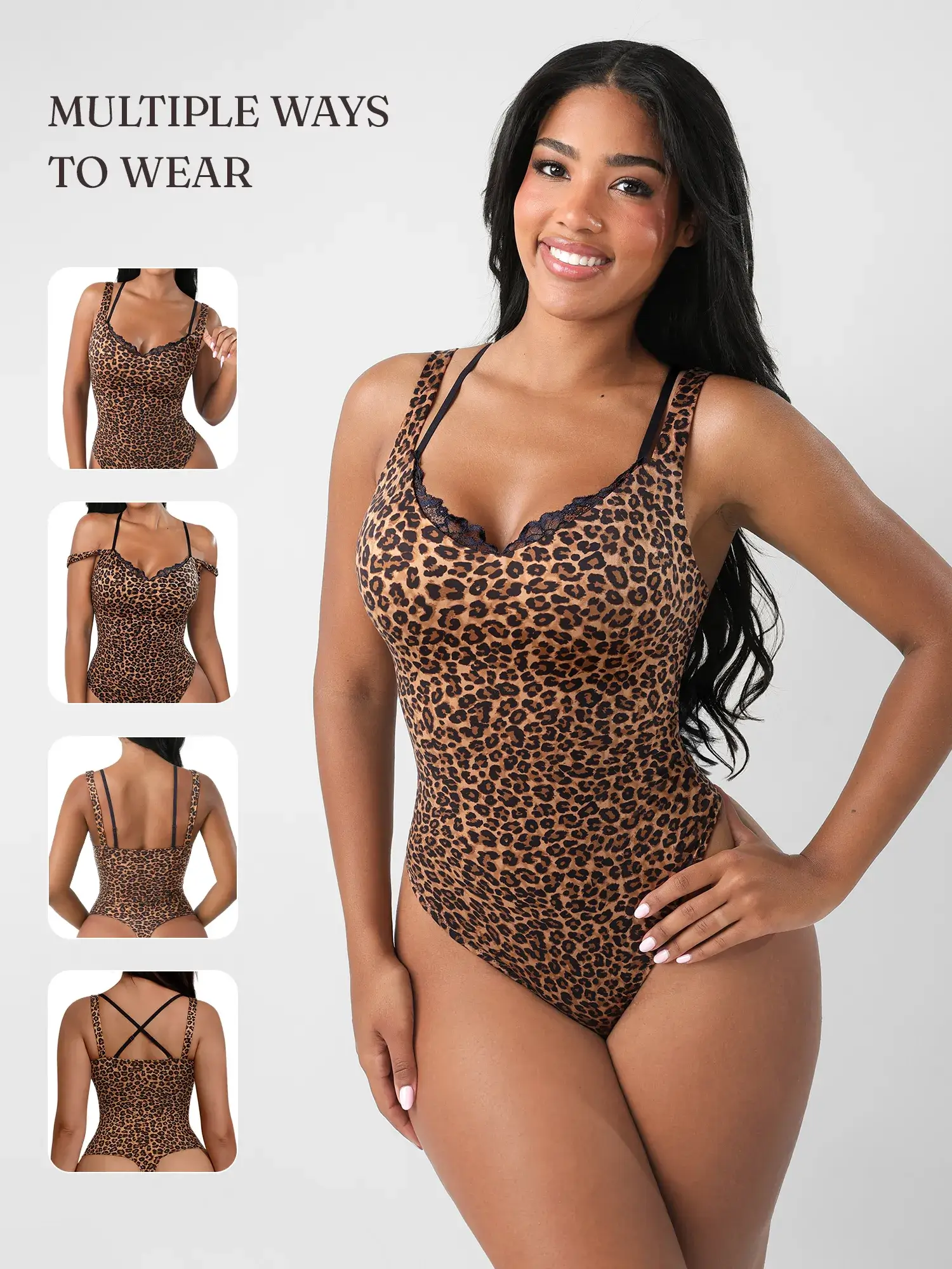 Feelingirl Lace-Trimmed Deep V Bodysuit - Image 2