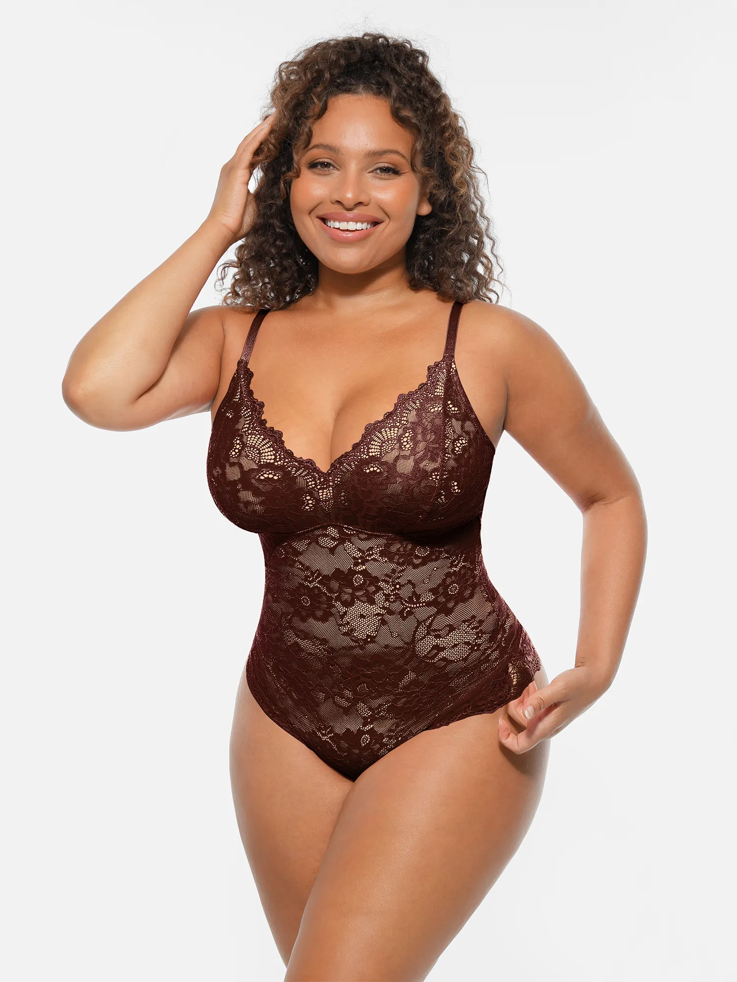 Feelingirl Lace V-Neck Full Body Underwear Bodysuit - Image 14