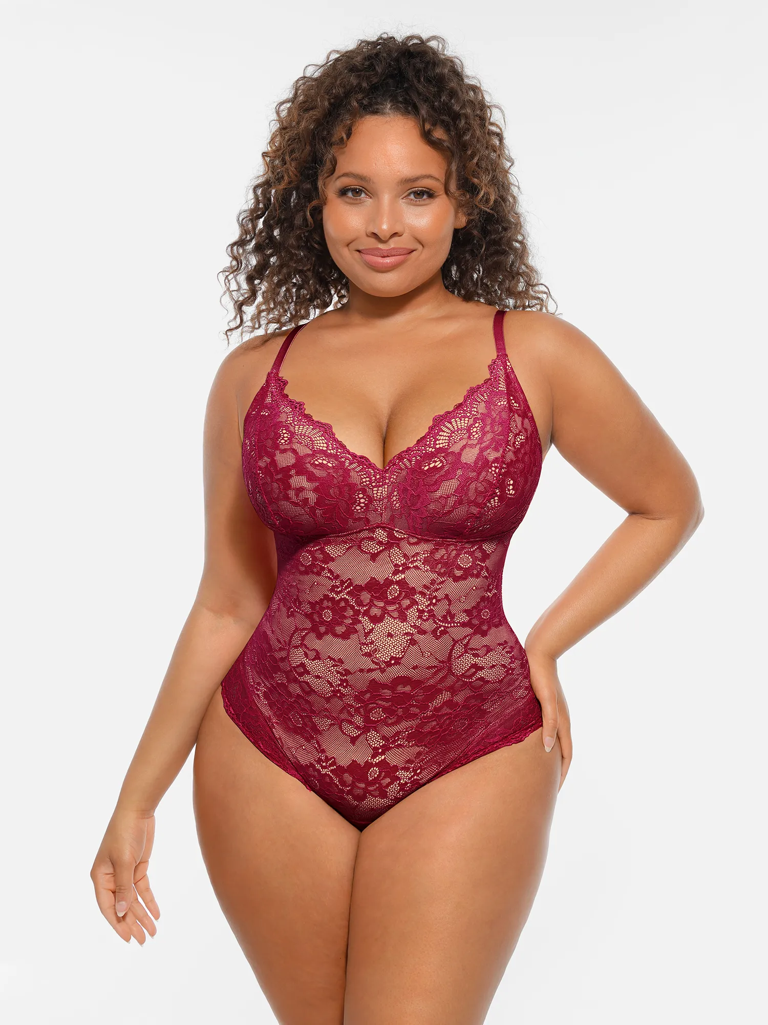 Feelingirl Lace V-Neck Full Body Underwear Bodysuit - Image 36