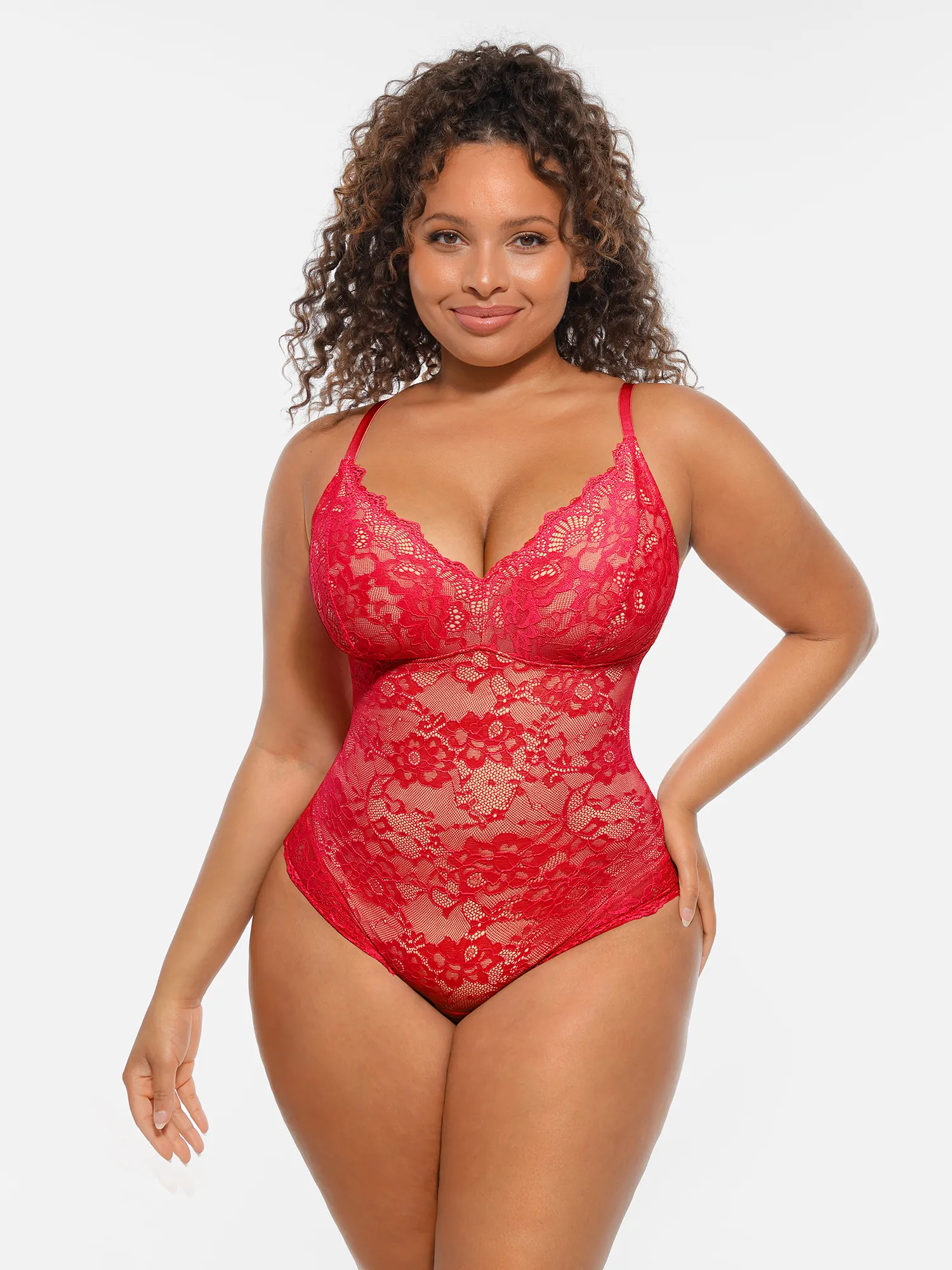 Feelingirl Lace V-Neck Full Body Underwear Bodysuit - Image 42