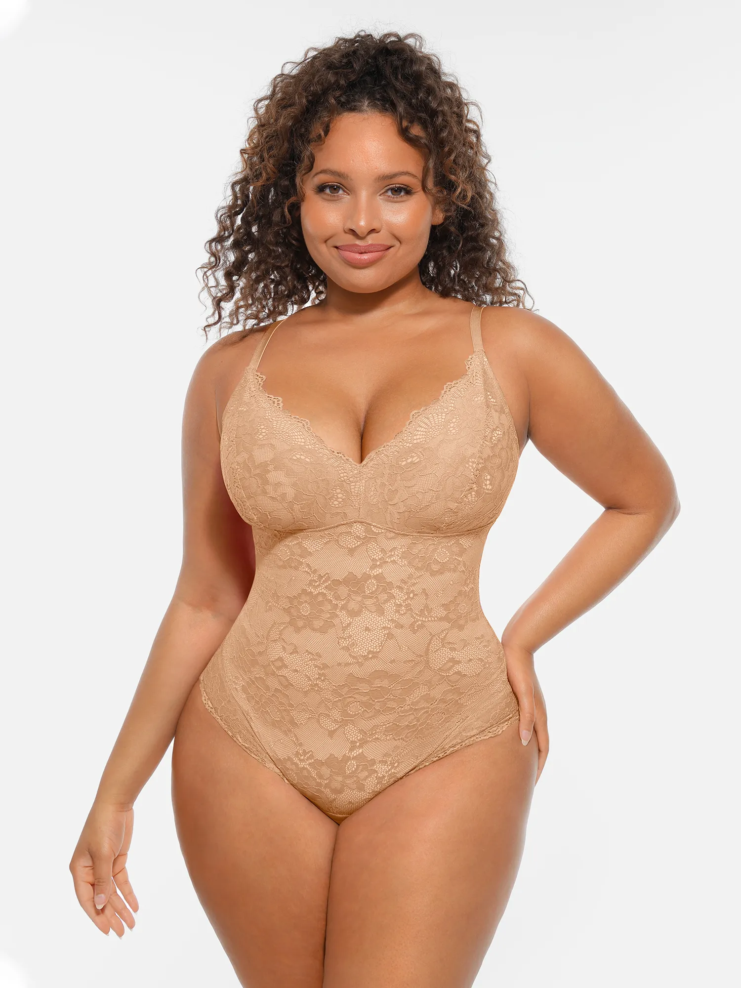 Feelingirl Lace V-Neck Full Body Underwear Bodysuit - Image 49