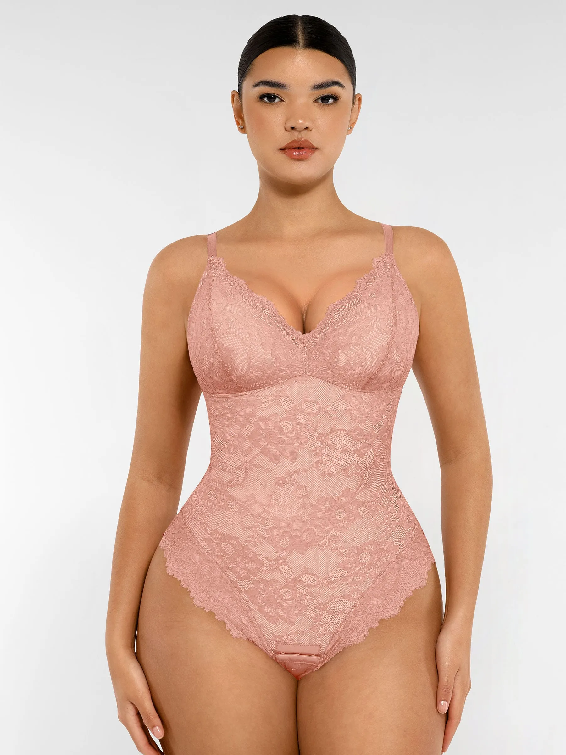 Feelingirl Lace V Neck Full Bodysuit - Image 51