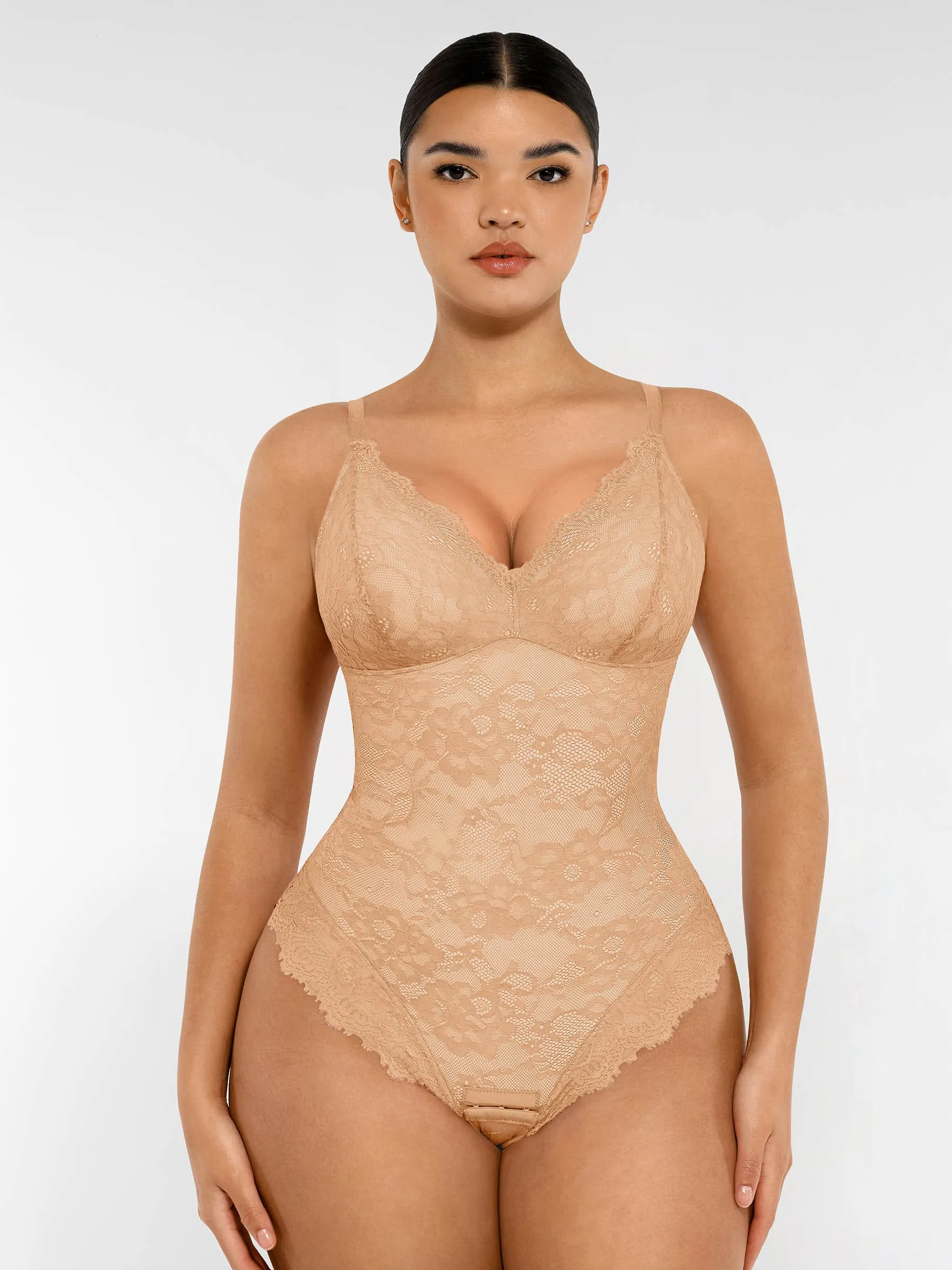 Feelingirl Lace V Neck Full Bodysuit - Image 59