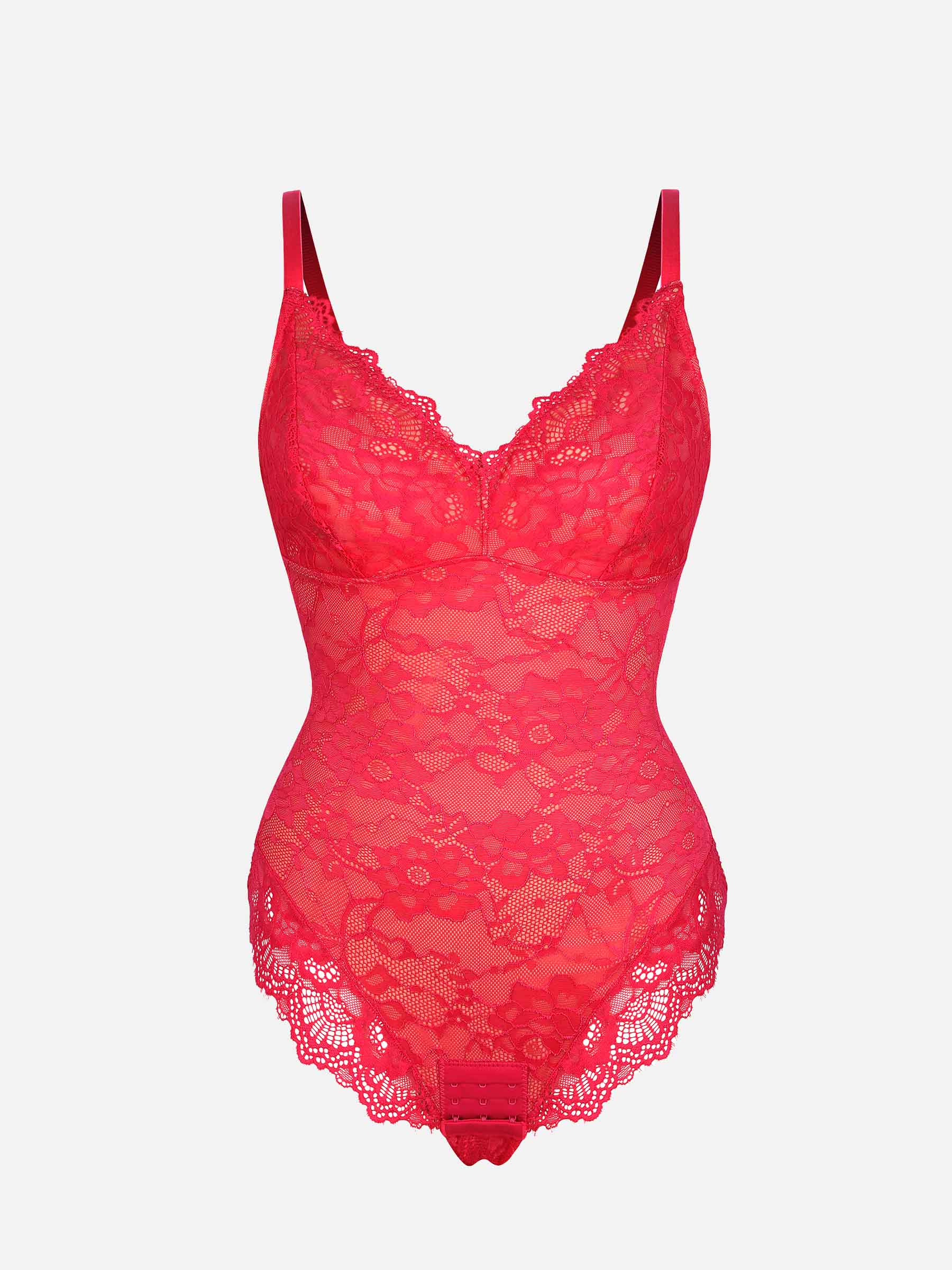 Feelingirl Lace V Neck Full Bodysuit - Image 13