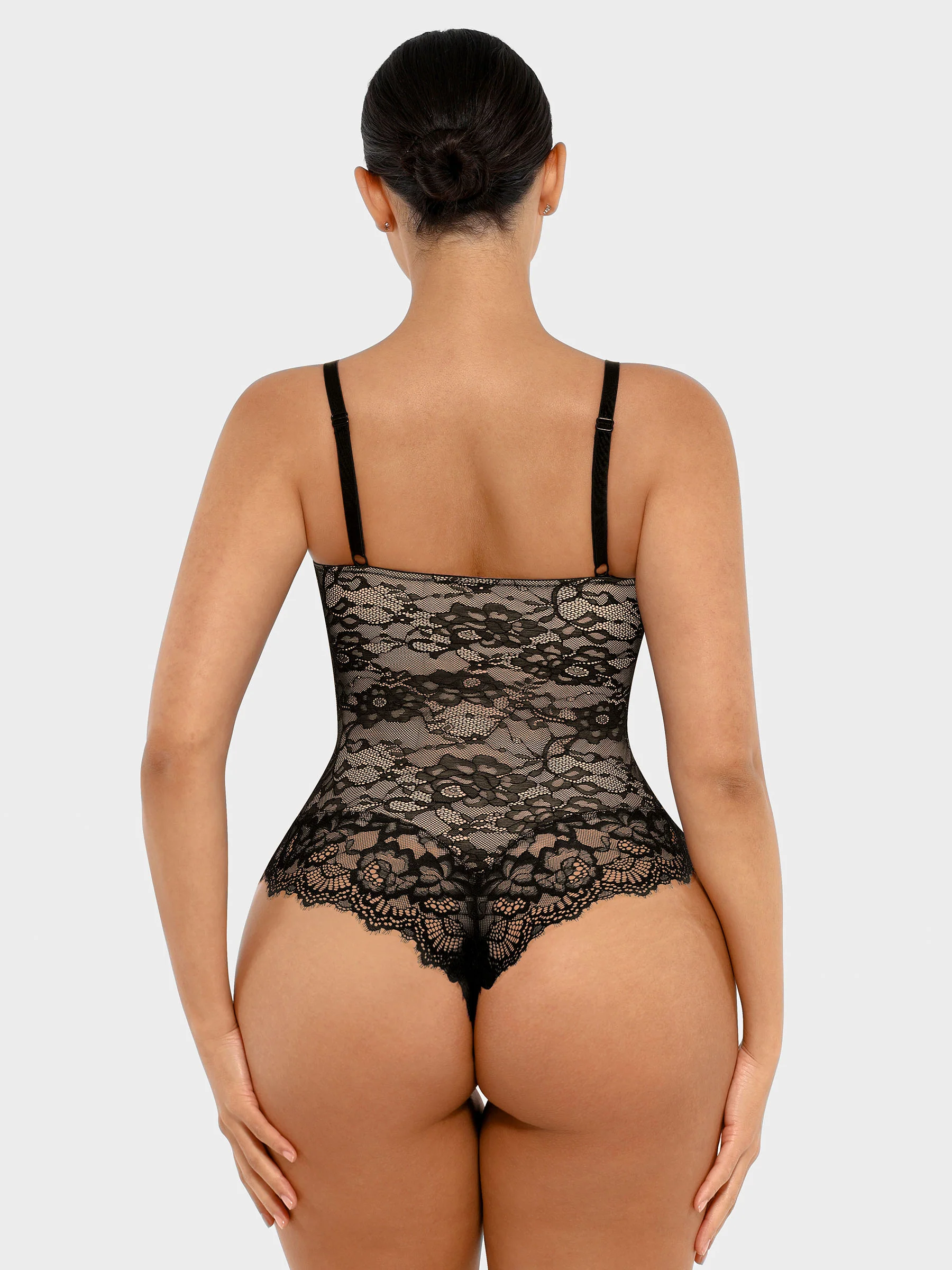 Feelingirl Lace V Neck Full Thong Bodysuit - Image 5
