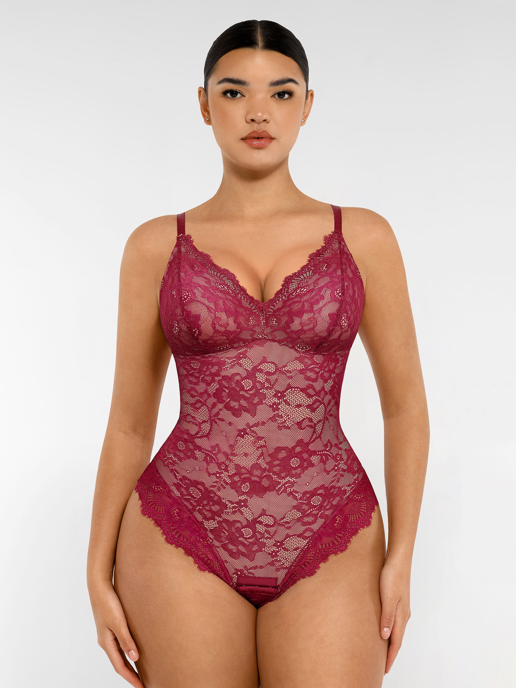 Feelingirl Lace V Neck Full Bodysuit - Image 15