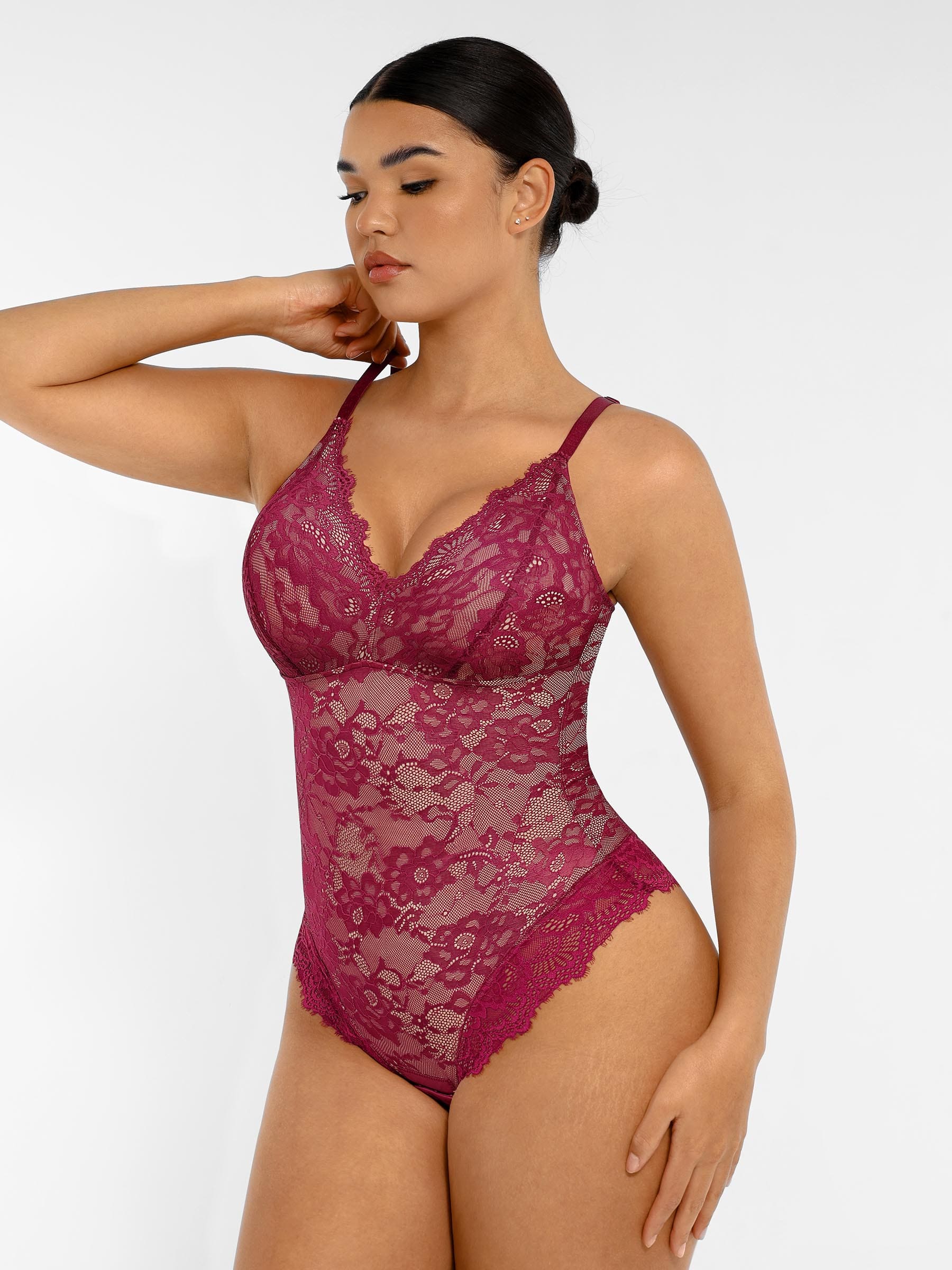 Feelingirl Lace V Neck Full Bodysuit - Image 16