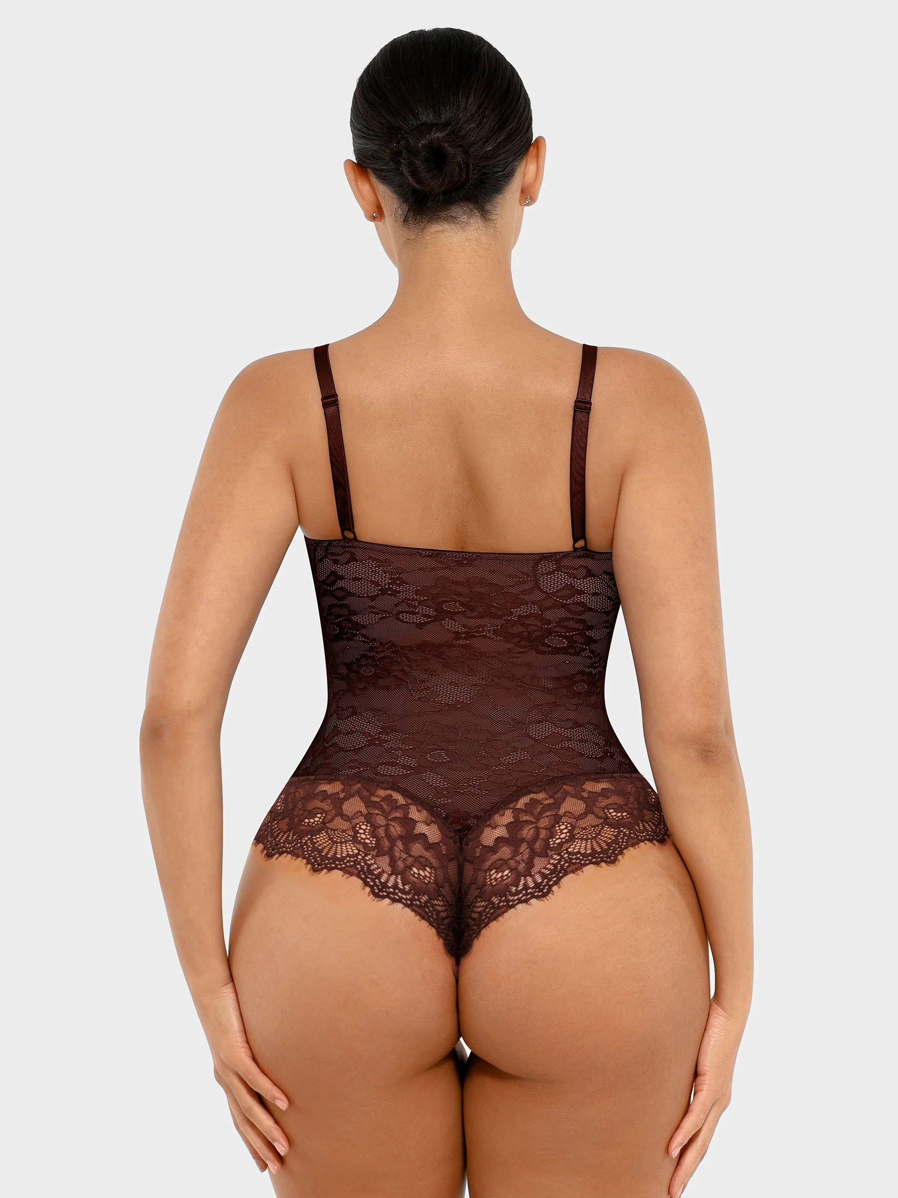 Feelingirl Lace V Neck Full Thong Bodysuit - Image 18