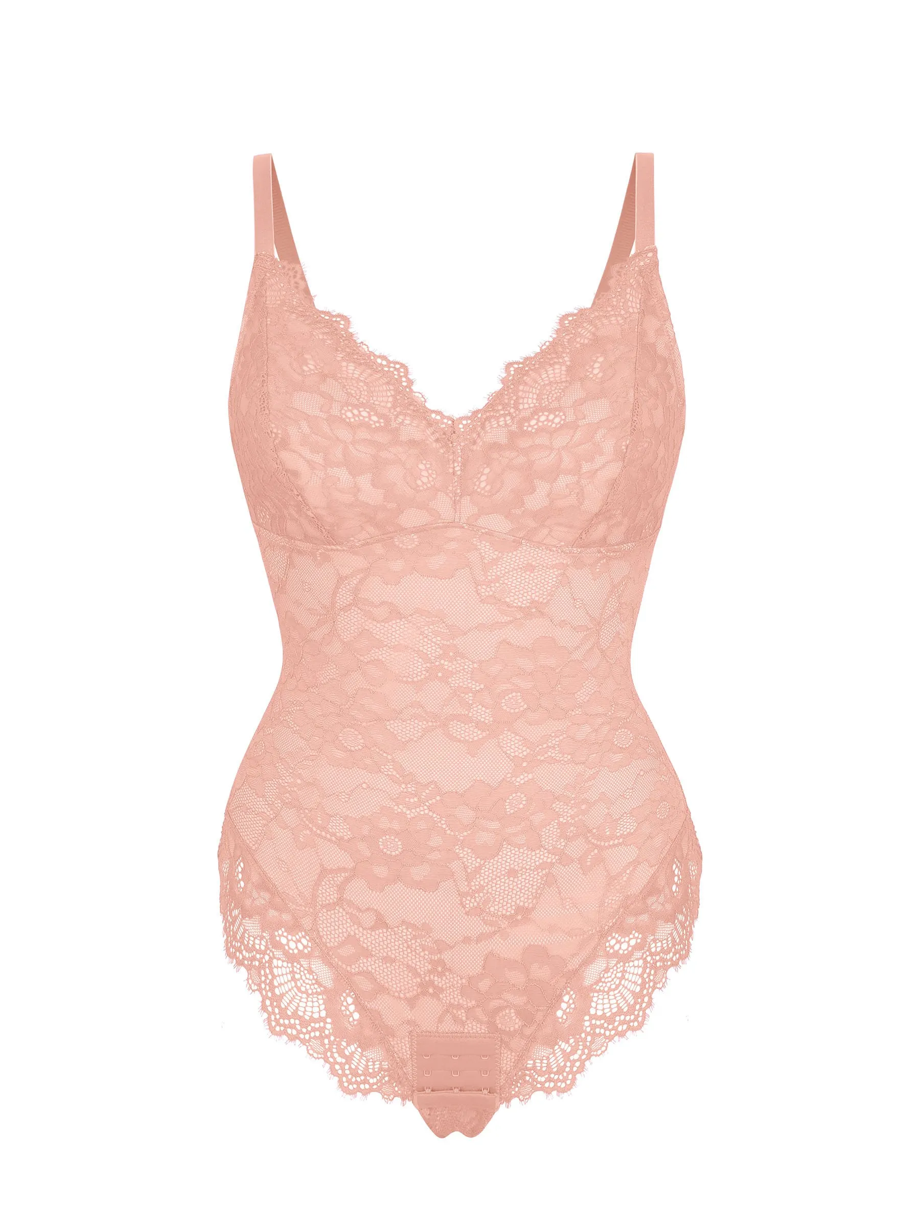 Feelingirl Lace V Neck Full Thong Bodysuit - Image 47