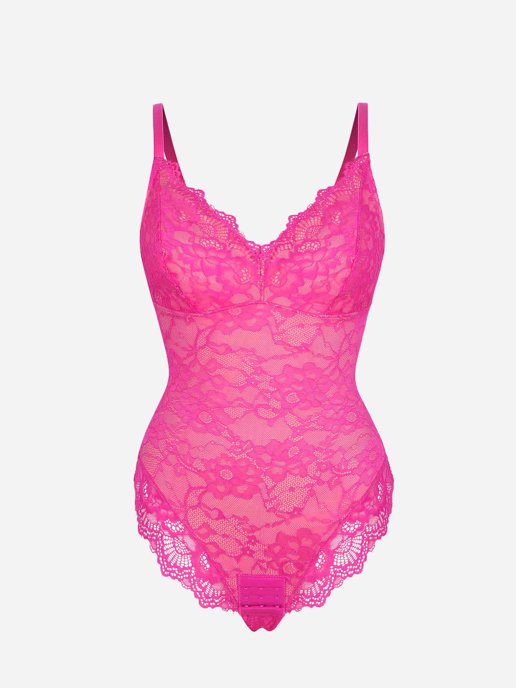 Feelingirl Lace V Neck Full Thong Bodysuit - Image 64