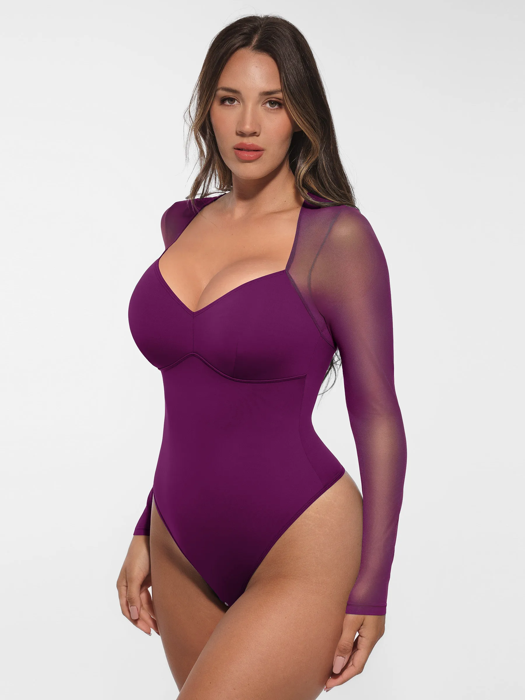 Feelingirl Mesh Panel V-Neck Bodysuit - Image 24