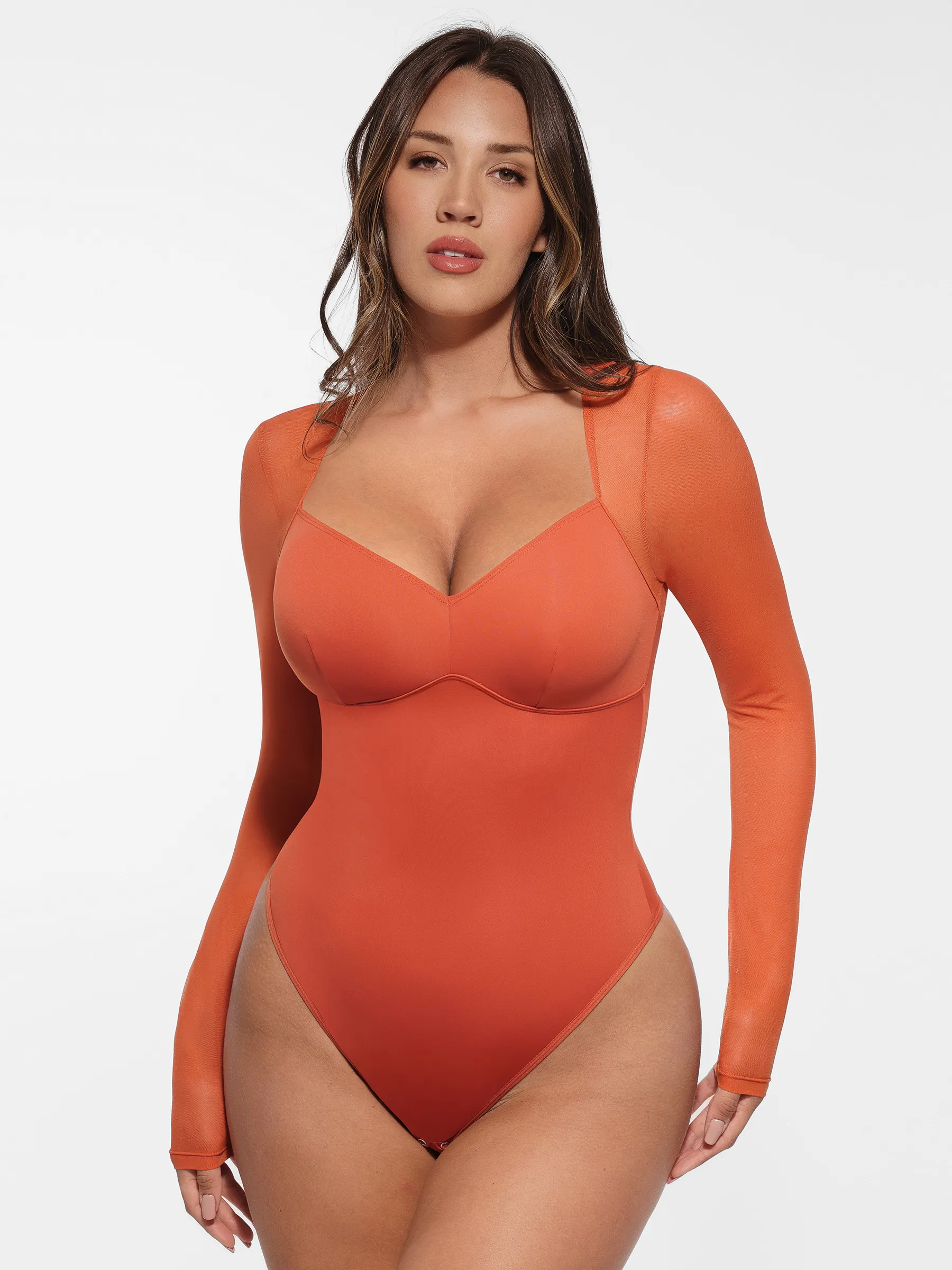 Feelingirl Mesh Panel V-Neck Bodysuit - Image 13