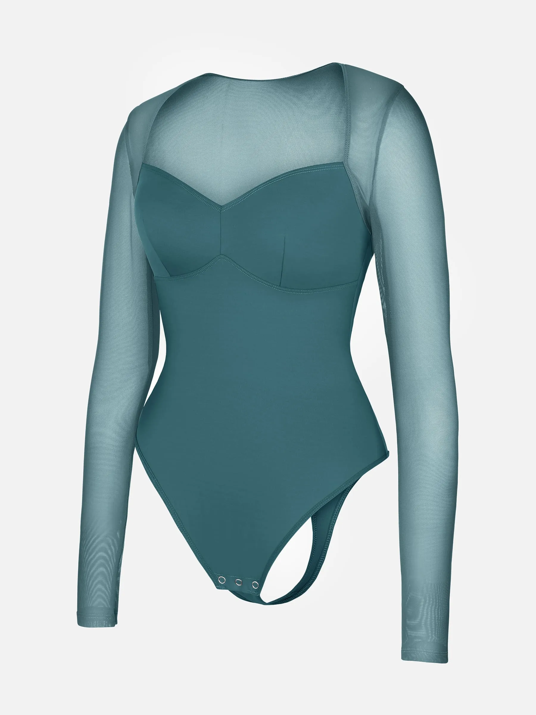 Feelingirl Mesh Panel V-Neck Bodysuit - Image 39