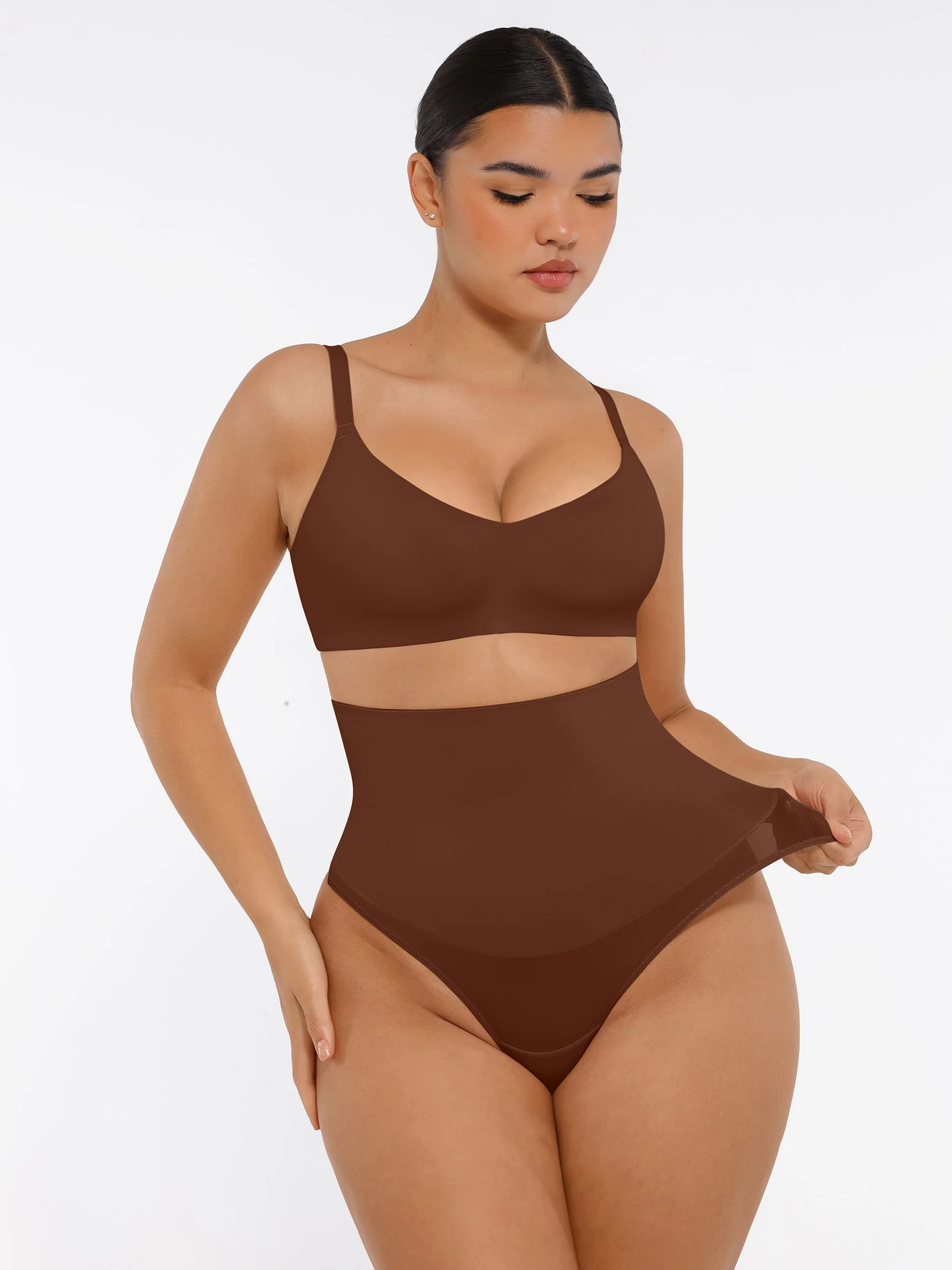 Feelingirl Mid-Waisted Thong Tummy Control Shaper Panties - Image 35