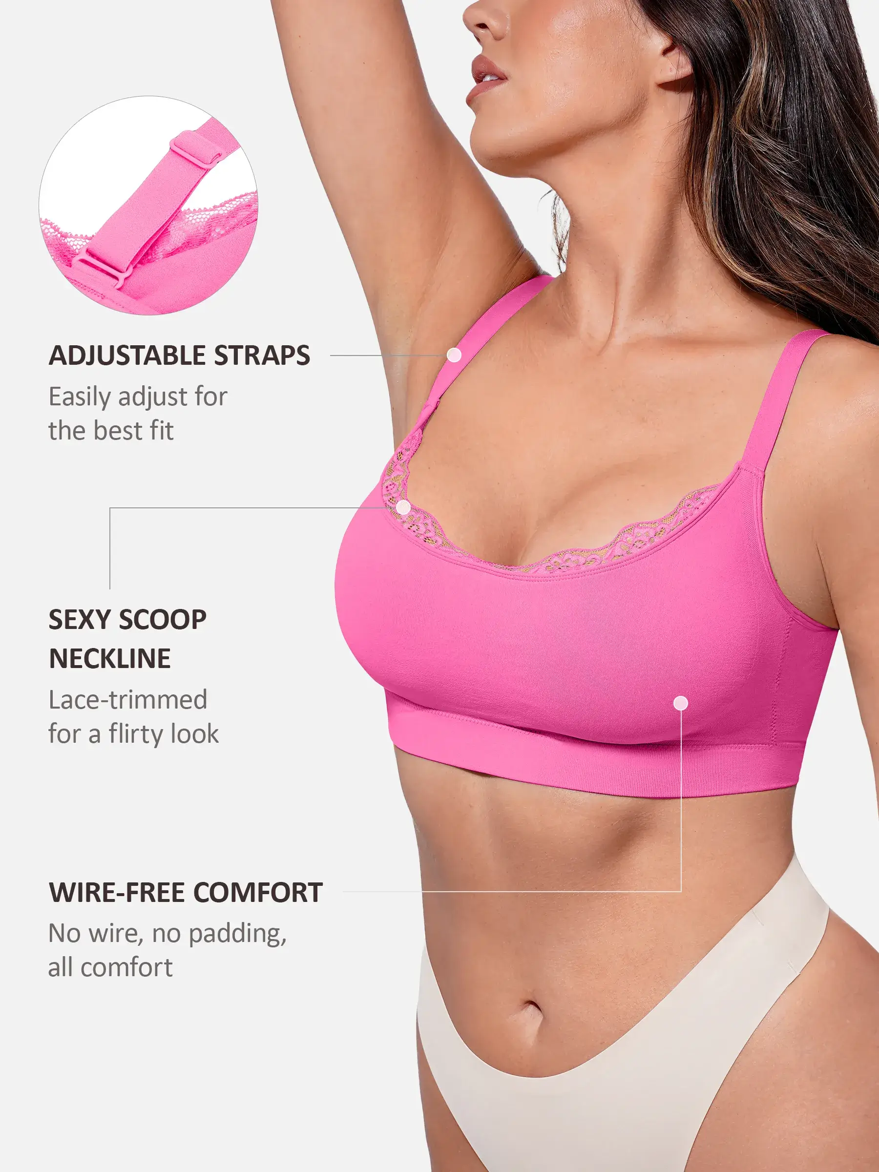 Feelingirl No Underwire Seamless Lace Everyday Bra - Image 16