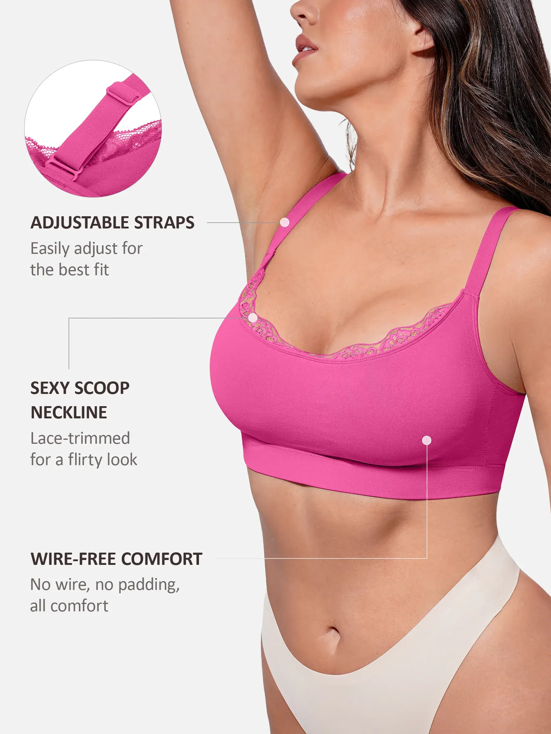 Feelingirl No Underwire Seamless Lace Everyday Bra - Image 23