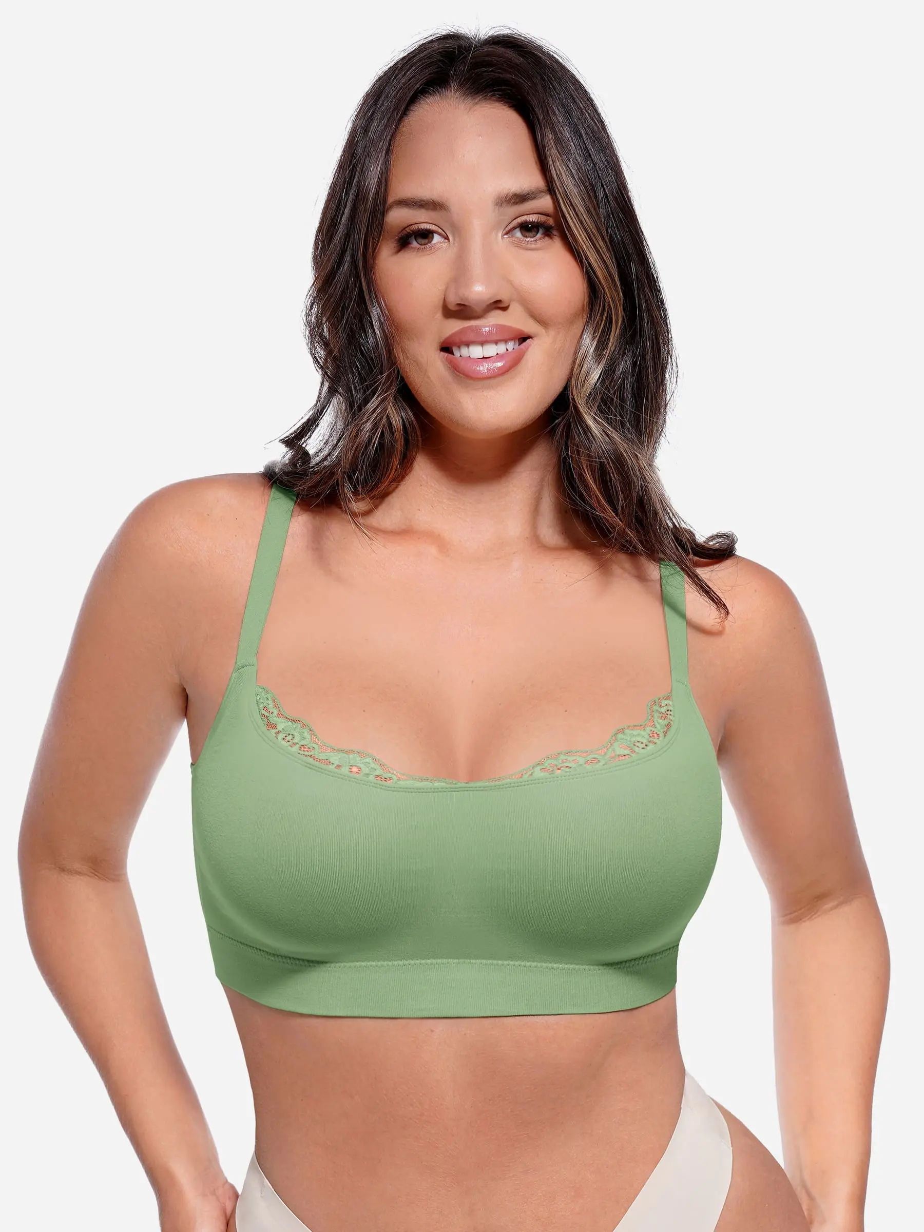 Feelingirl No Underwire Seamless Lace Everyday Bra - Image 36