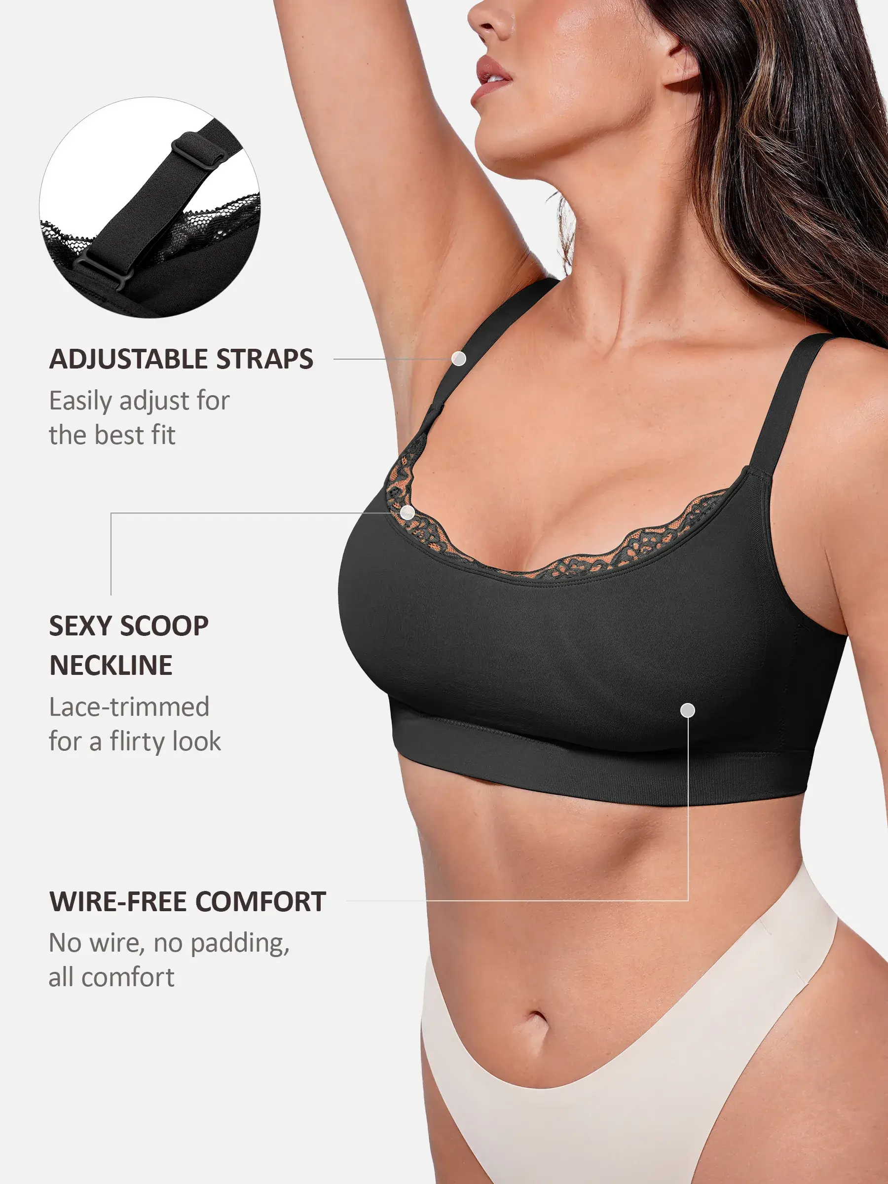 Feelingirl No Underwire Seamless Lace Everyday Bra - Image 9