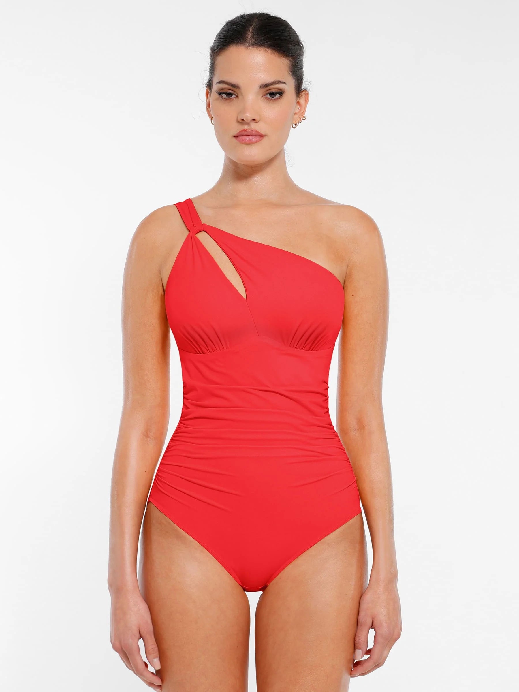 Feelingirl One-Shoulder Hollow-Out Tummy Control Swimsuit - Image 11