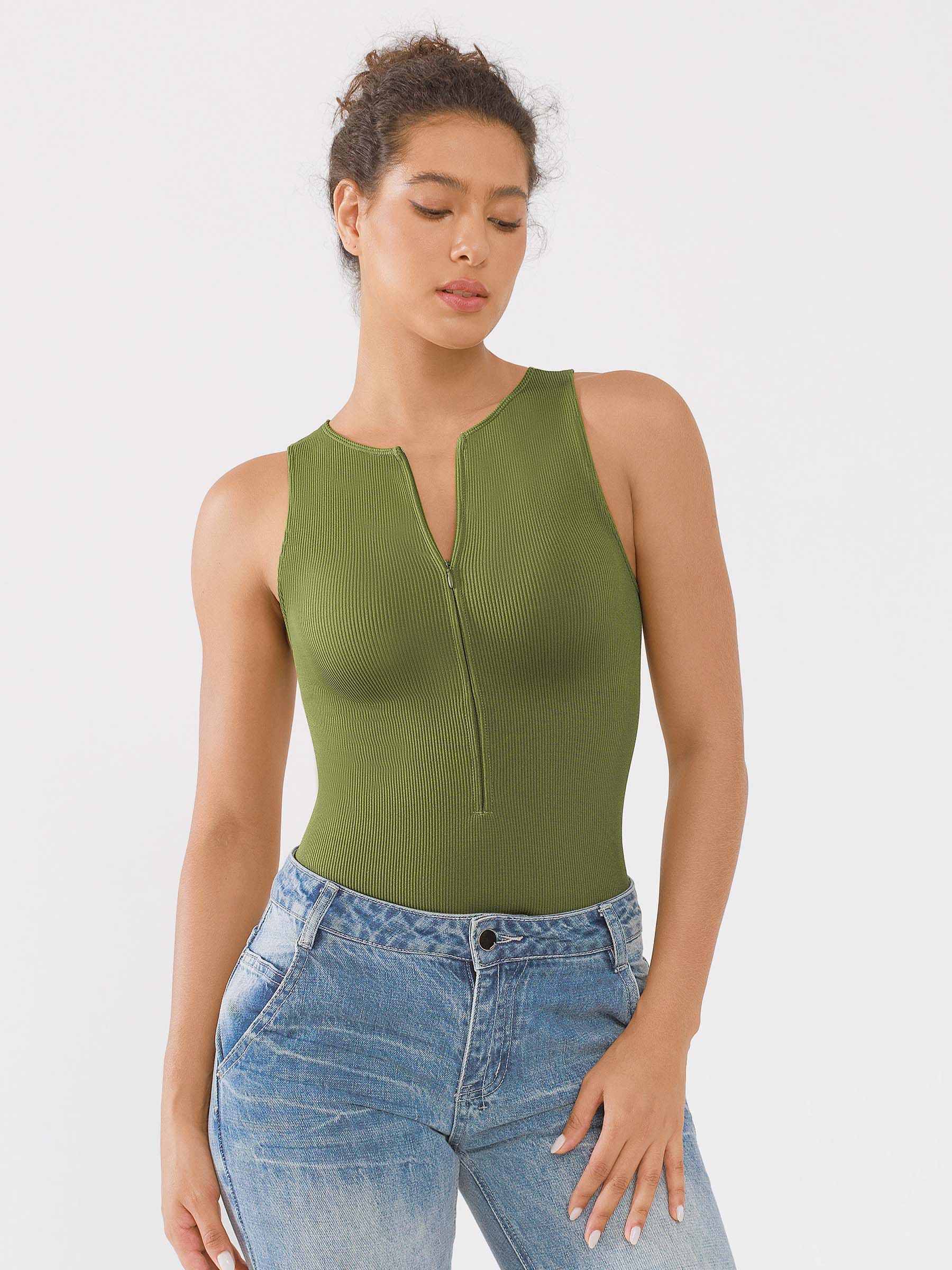 Feelingirl Ribbed Seamless Bodysuit with Crew Neck and Invisible Zip - Image 22