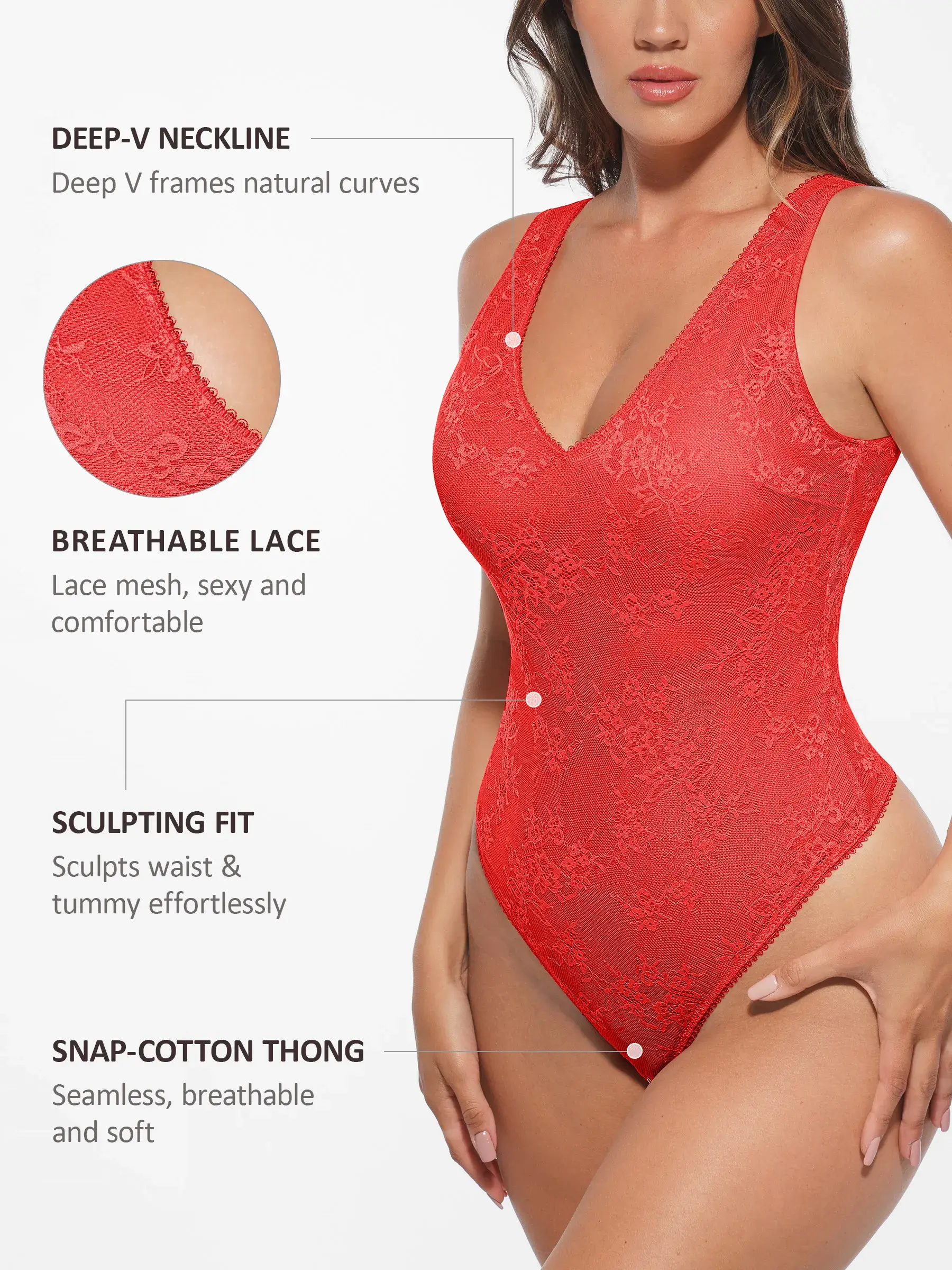 Feelingirl Seamless Lightweight Lace Bodysuit - Image 19