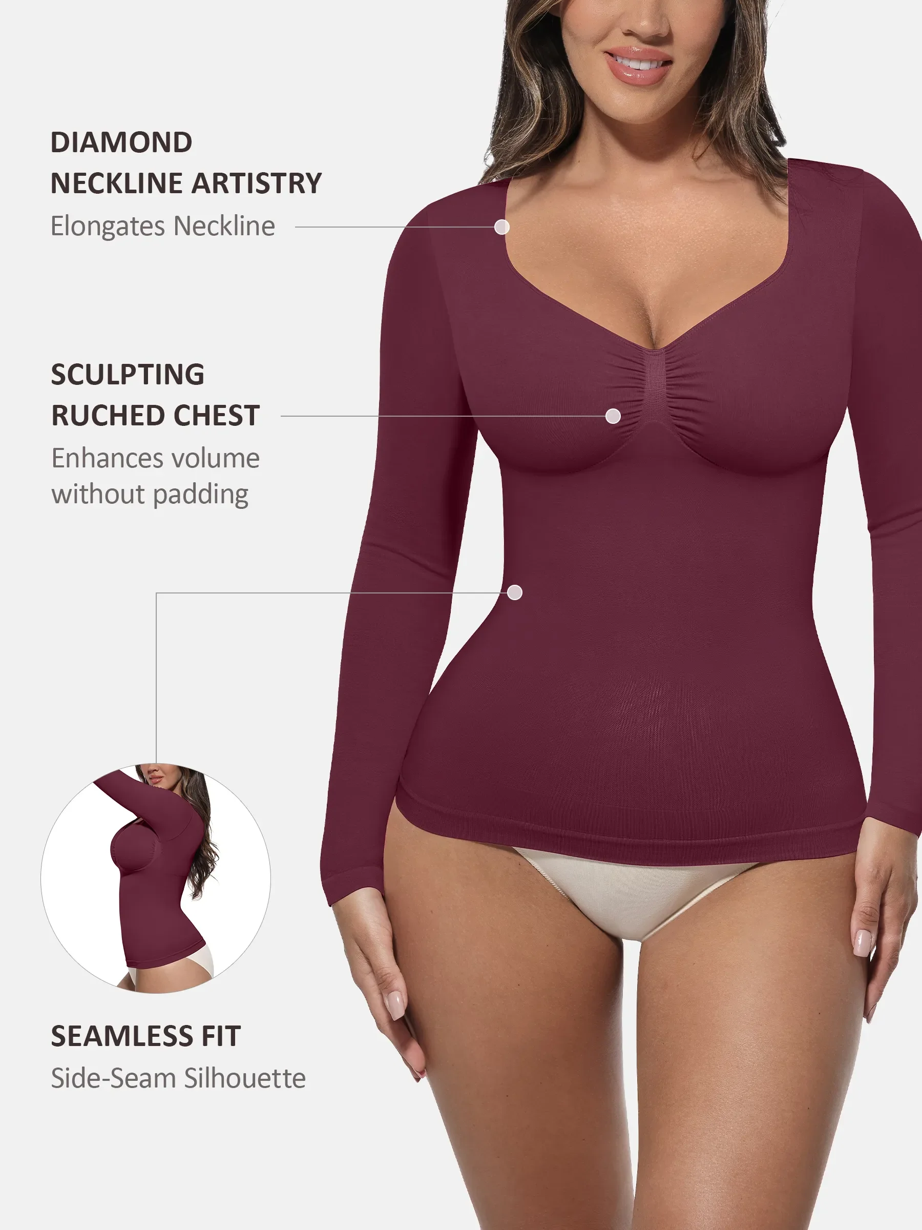 Feelingirl Seamless Long-Sleeve Everyday Shaper Top - Image 30