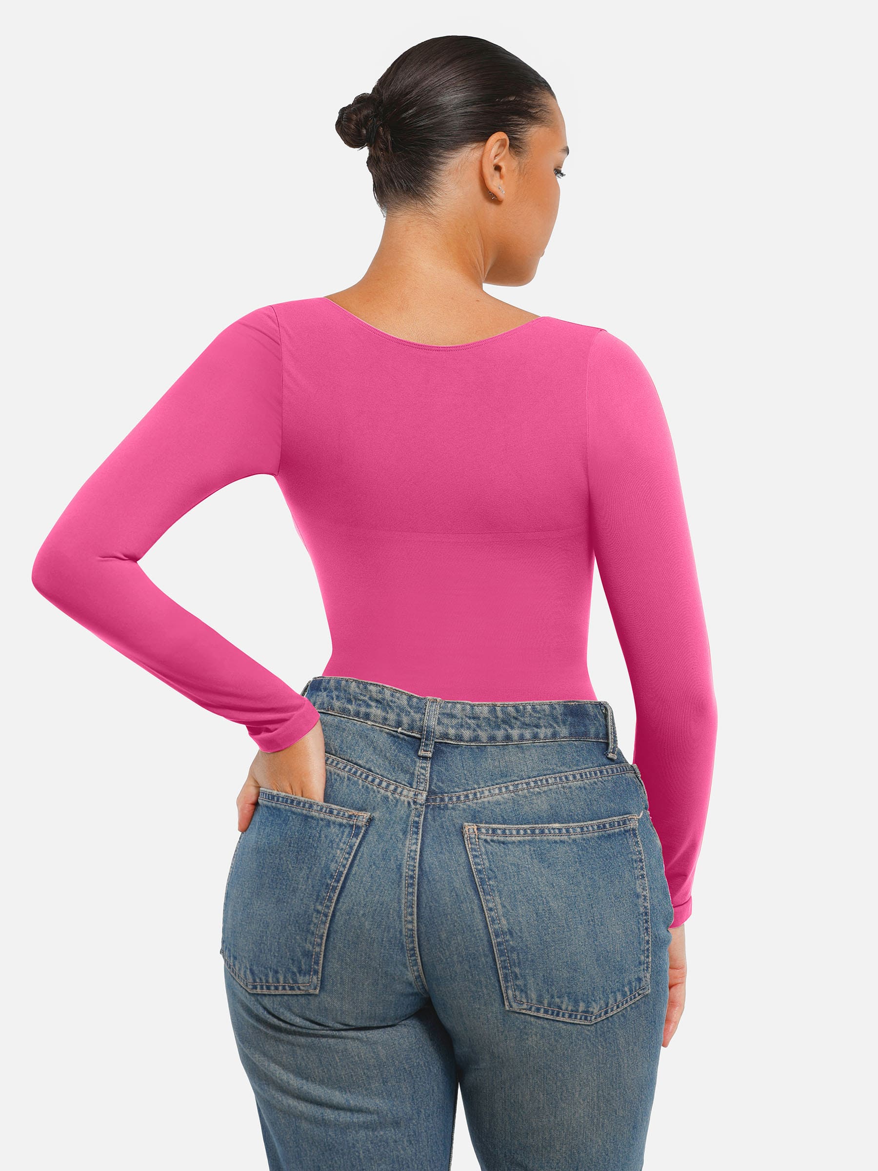 Feelingirl Seamless Long Sleeve Tummy Control Thong Bodysuit - Image 24