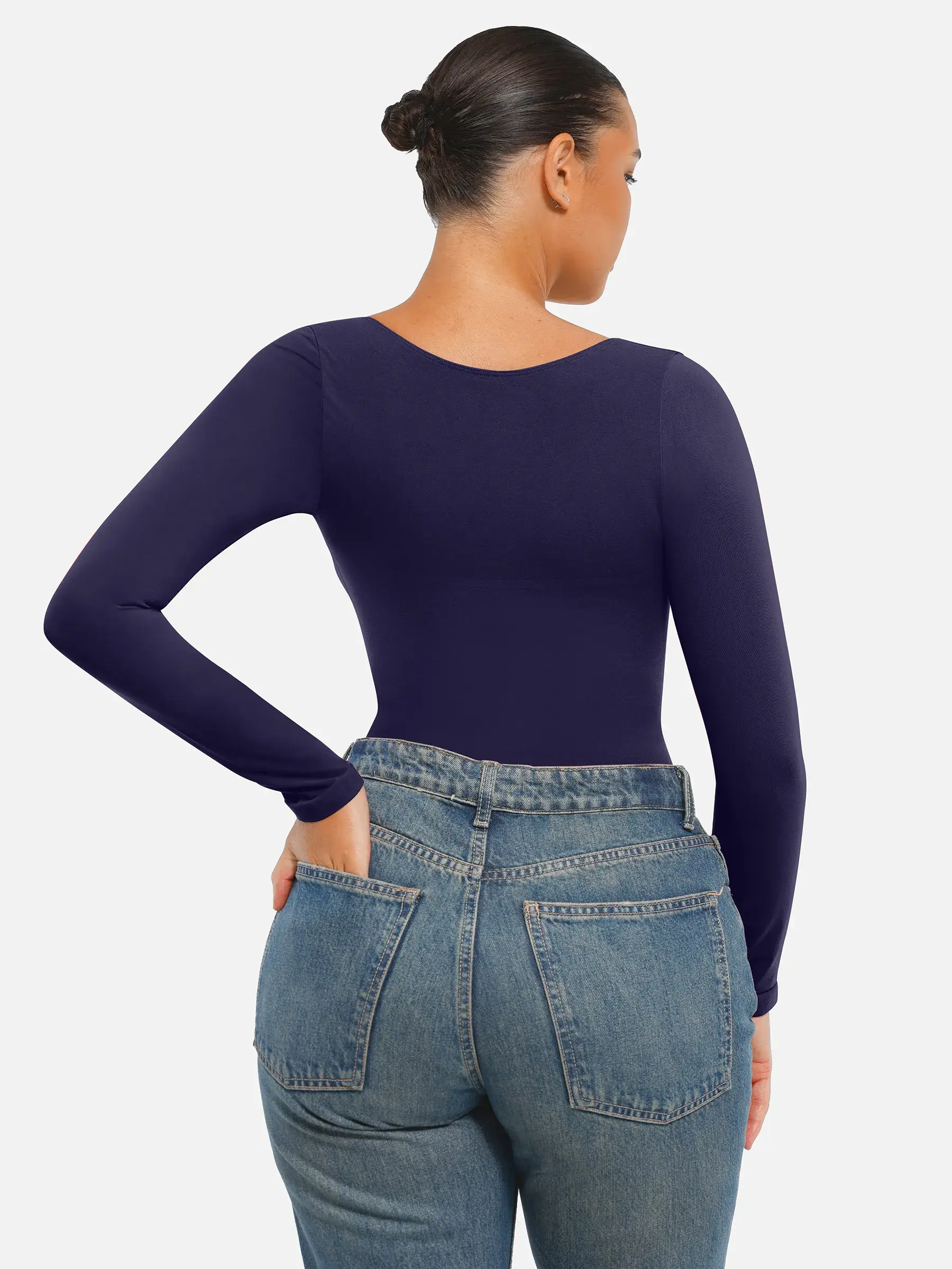 Feelingirl Seamless Long Sleeve Tummy Control Thong Bodysuit - Image 80